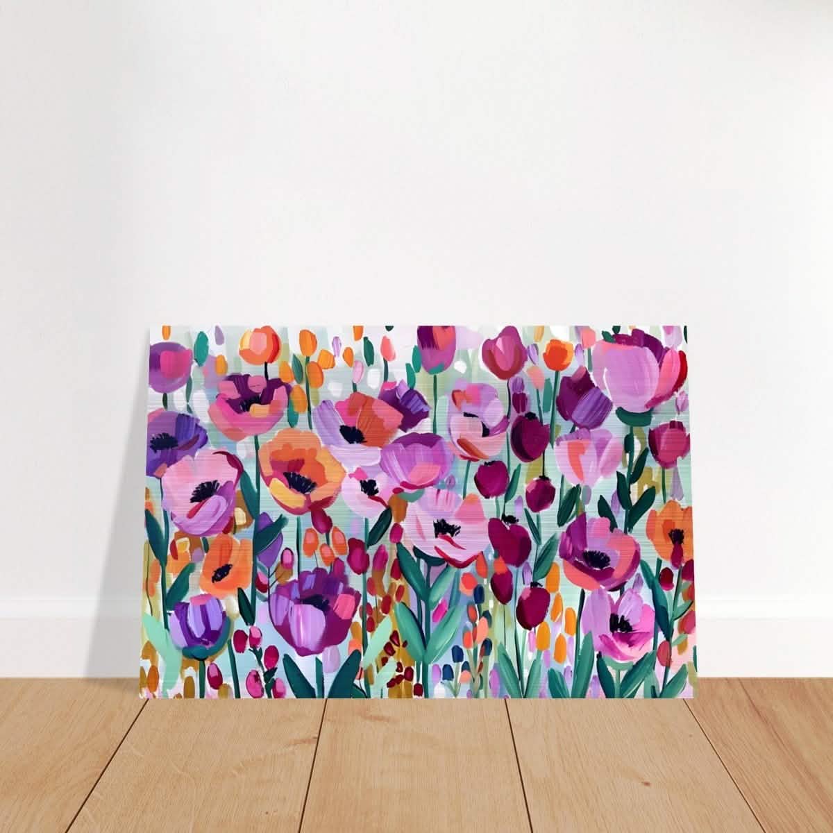 Bloom Symphony: Vibrant Floral Delight | Abstract wall art print - Brushed Aluminum Print - 30x45 cm / 12x18″ -