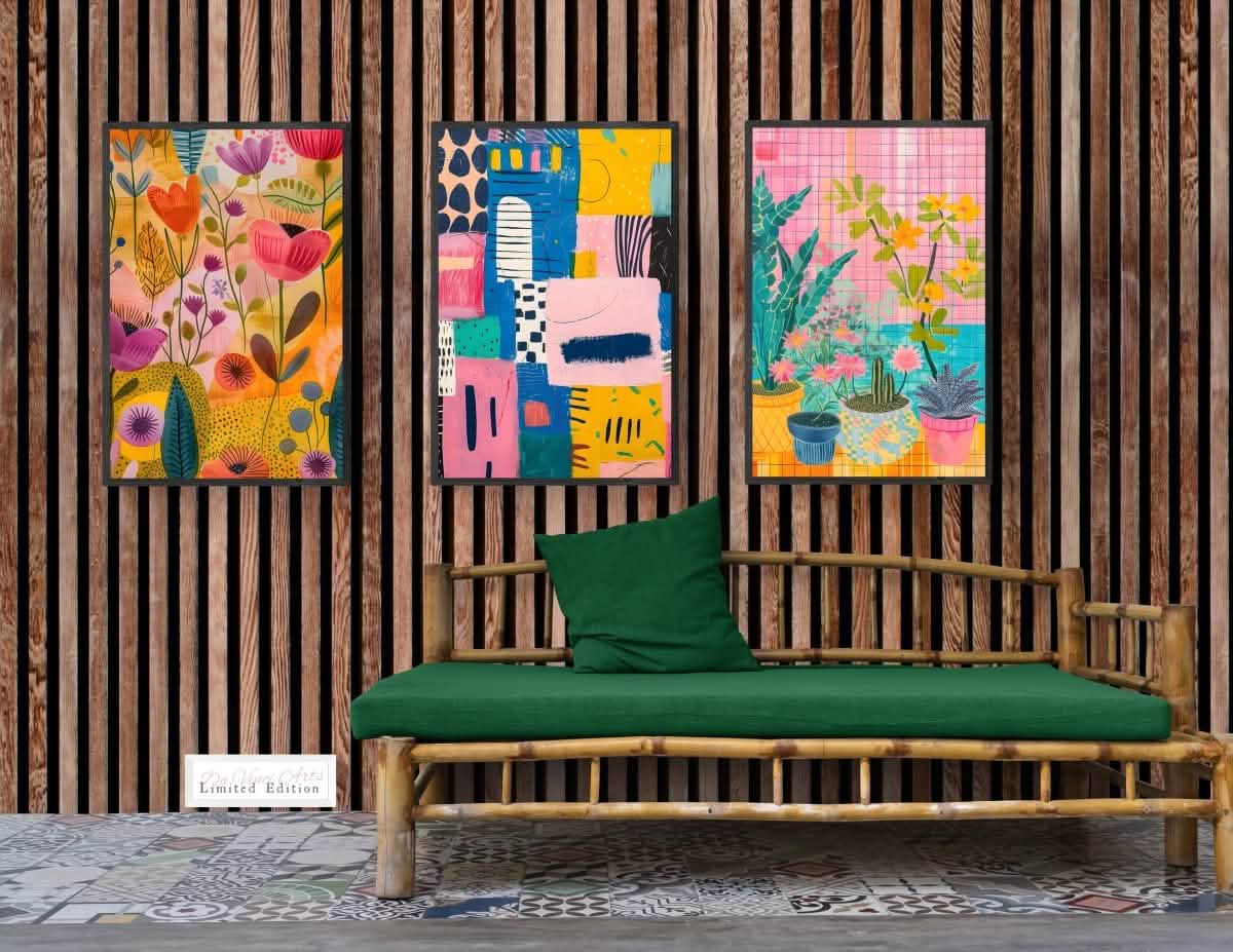 Blooming Abstract Trio - Canvas - 30X45 CM / 12X18″ -