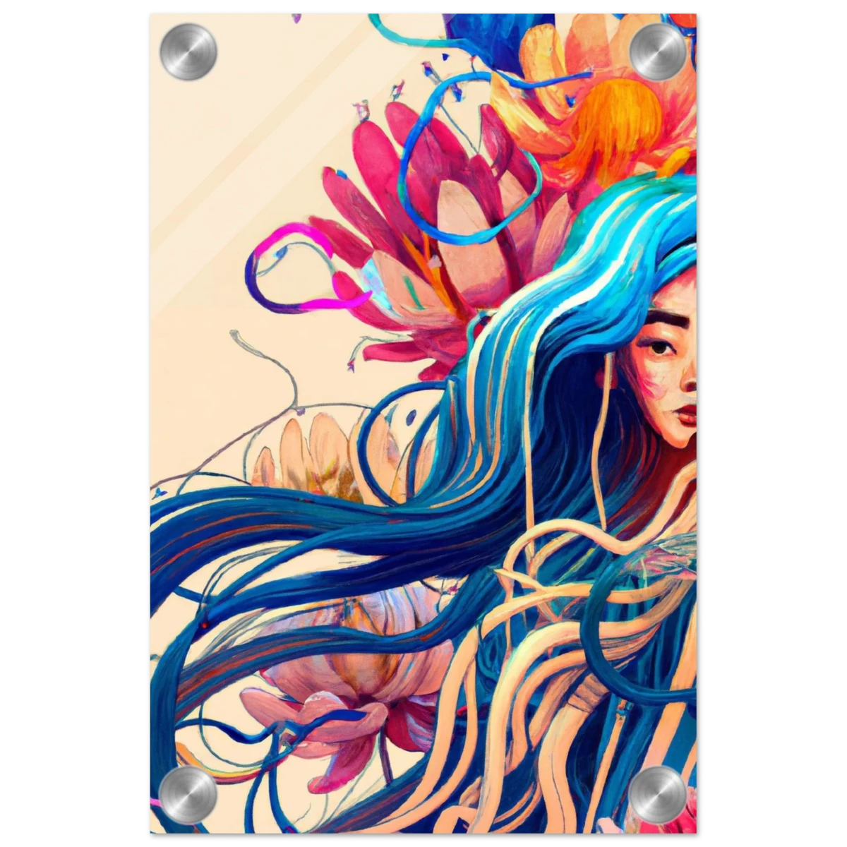 Blooming Whispers – Surreal Floral Femme Fantasy | Wall Art Print - Acrylic Print - 20x30 cm / 8x12″ -