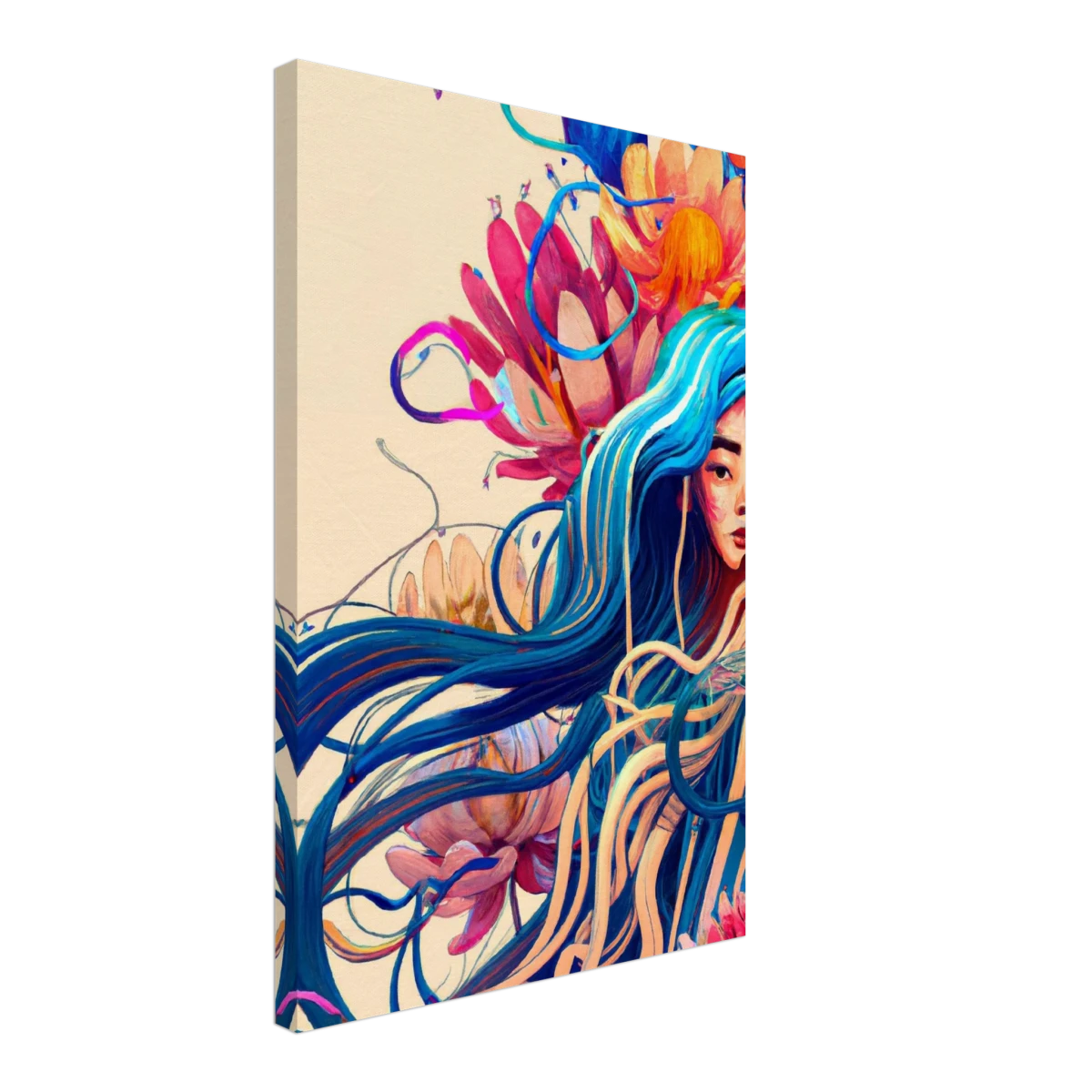 Blooming Whispers – Surreal Floral Femme Fantasy | Wall Art Print - Canvas - 40x60 cm / 16x24″ -