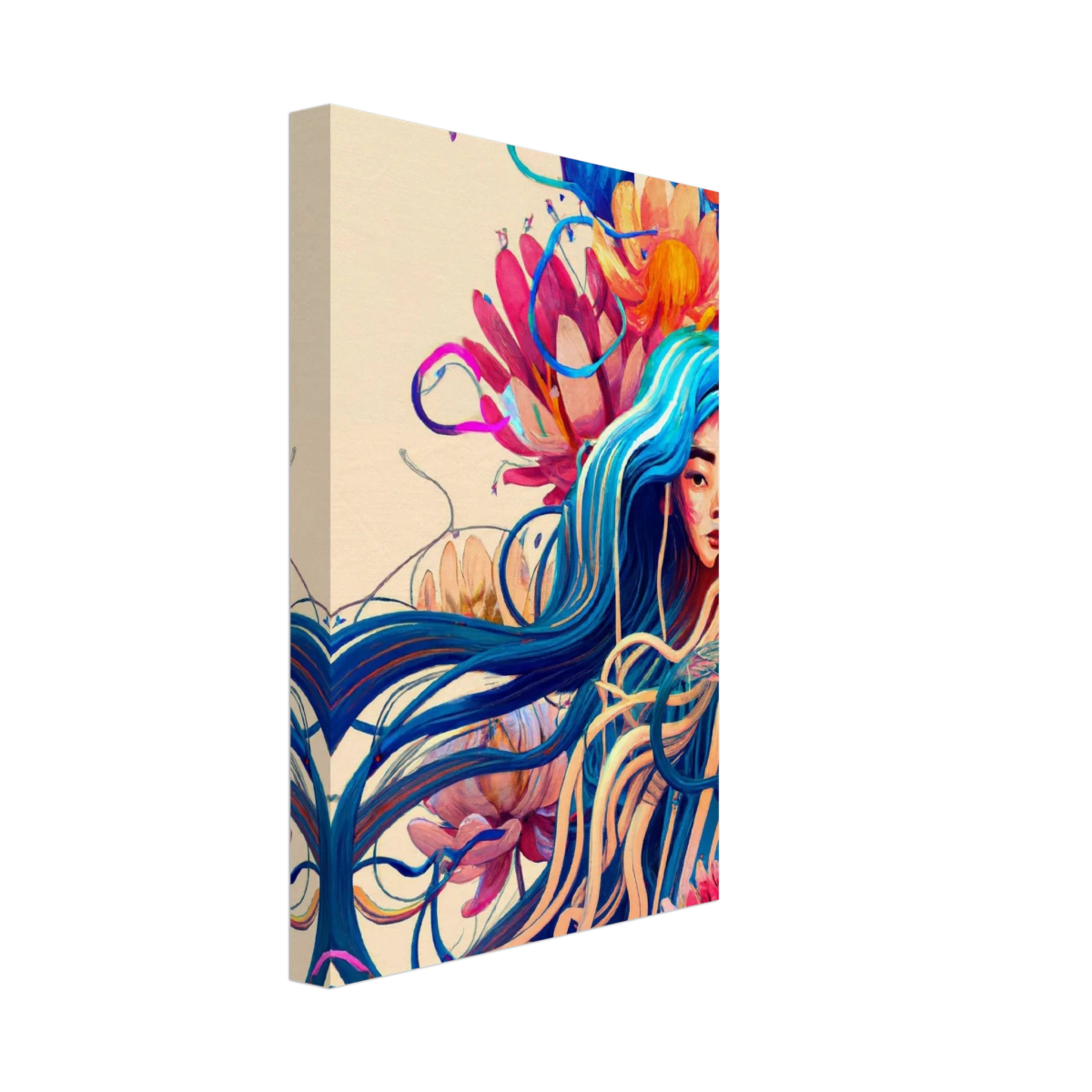 Blooming Whispers – Surreal Floral Femme Fantasy | Wall Art Print - Canvas - 20x30 cm / 8x12″ -