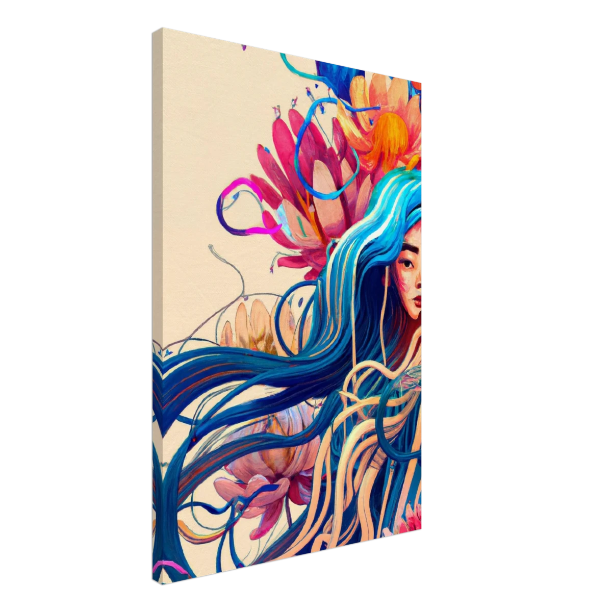 Blooming Whispers – Surreal Floral Femme Fantasy | Wall Art Print - Canvas - 50x75 cm / 20x30″ -