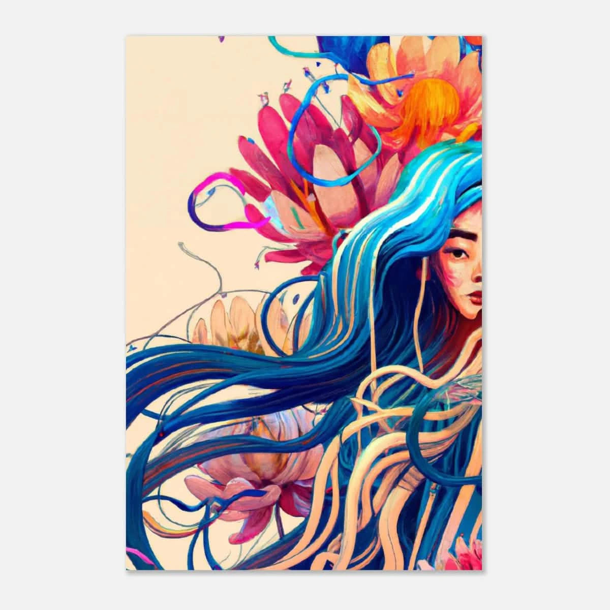 Blooming Whispers – Surreal Floral Femme Fantasy | Wall Art Print - Aluminum Print - 40x60 cm / 16x24″ -