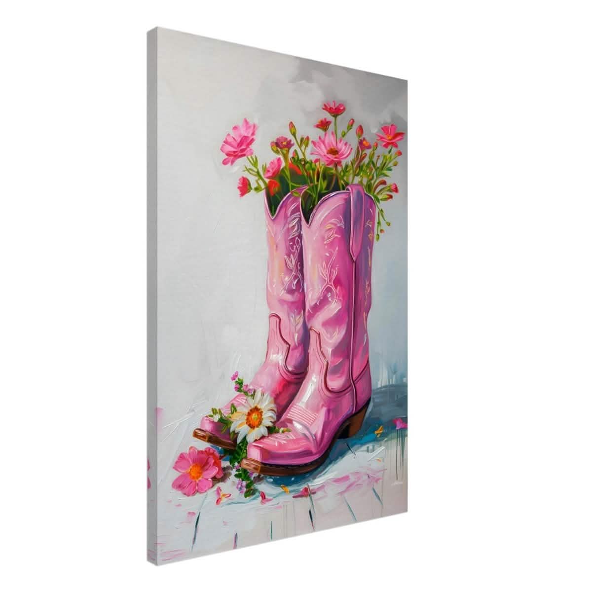 Blossom Boots: A Whimsical Celebration of Color and Charm | Contemporary Whimsical Art - Canvas - 50x75 cm / 20x30″ -