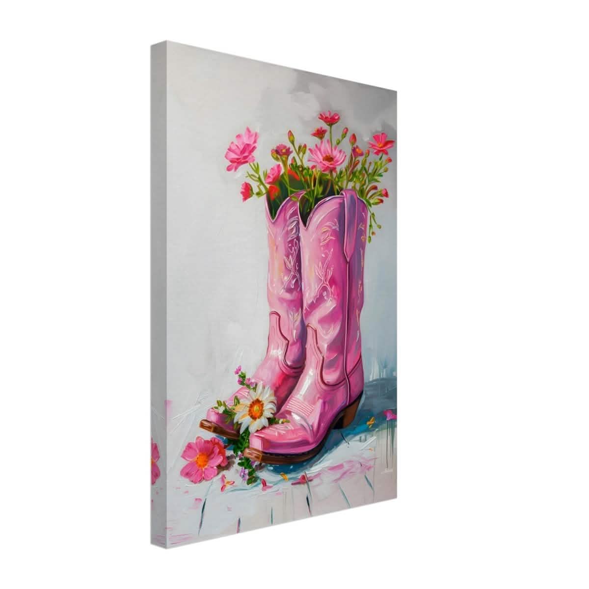 Blossom Boots: A Whimsical Celebration of Color and Charm | Contemporary Whimsical Art - Canvas - 30x45 cm / 12x18″ -