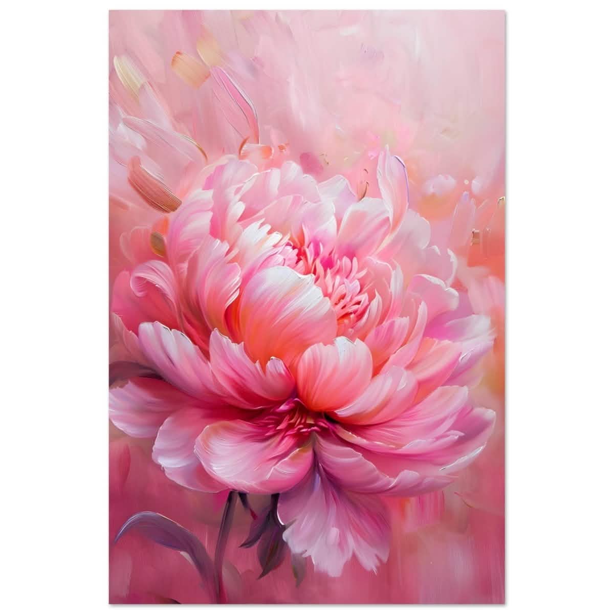 Blossom Radiance – Peony in Bloom | Modern Floral Art - 50x75 cm / 20x30″ - Aluminum Print -