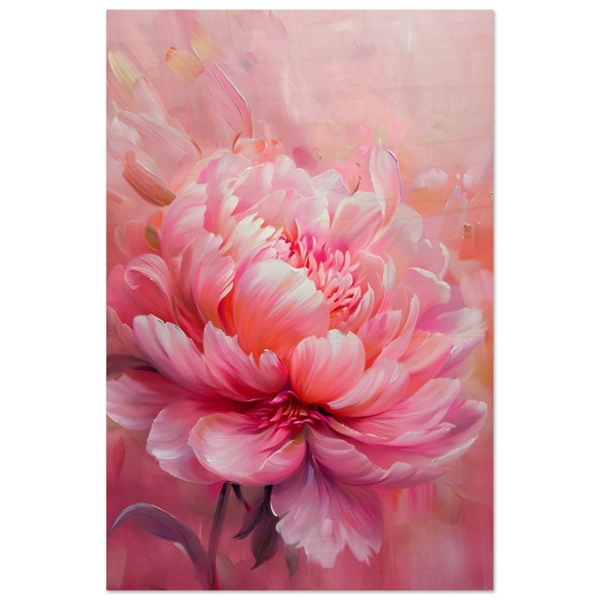 Blossom Radiance – Peony in Bloom | Modern Floral Art - 40x60 cm / 16x24″ - Wood Prints -