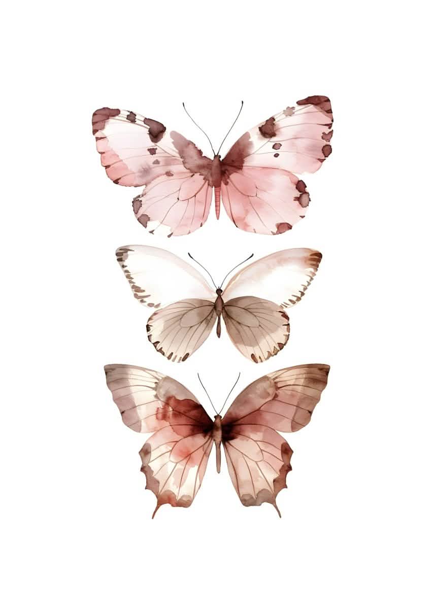 "Blue Breeze Wings" V02 – Watercolor Butterfly Elegance | Wall Art Print | 6 Design Options - 20x30 cm / 8x12" - Design Option 3 - Canvas