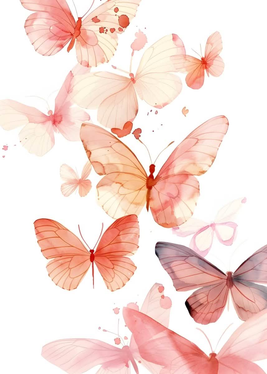 "Blue Breeze Wings" V02 – Watercolor Butterfly Elegance | Wall Art Print | 6 Design Options - 20x30 cm / 8x12" - Design Option 2 - Canvas