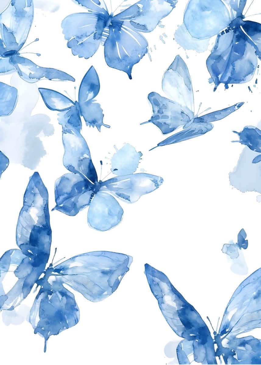 "Blue Breeze Wings" – Watercolor Butterfly Elegance | Wall Art Print | 6 Design Options - 20x30 cm / 8x12" - Design Option 6 - Canvas