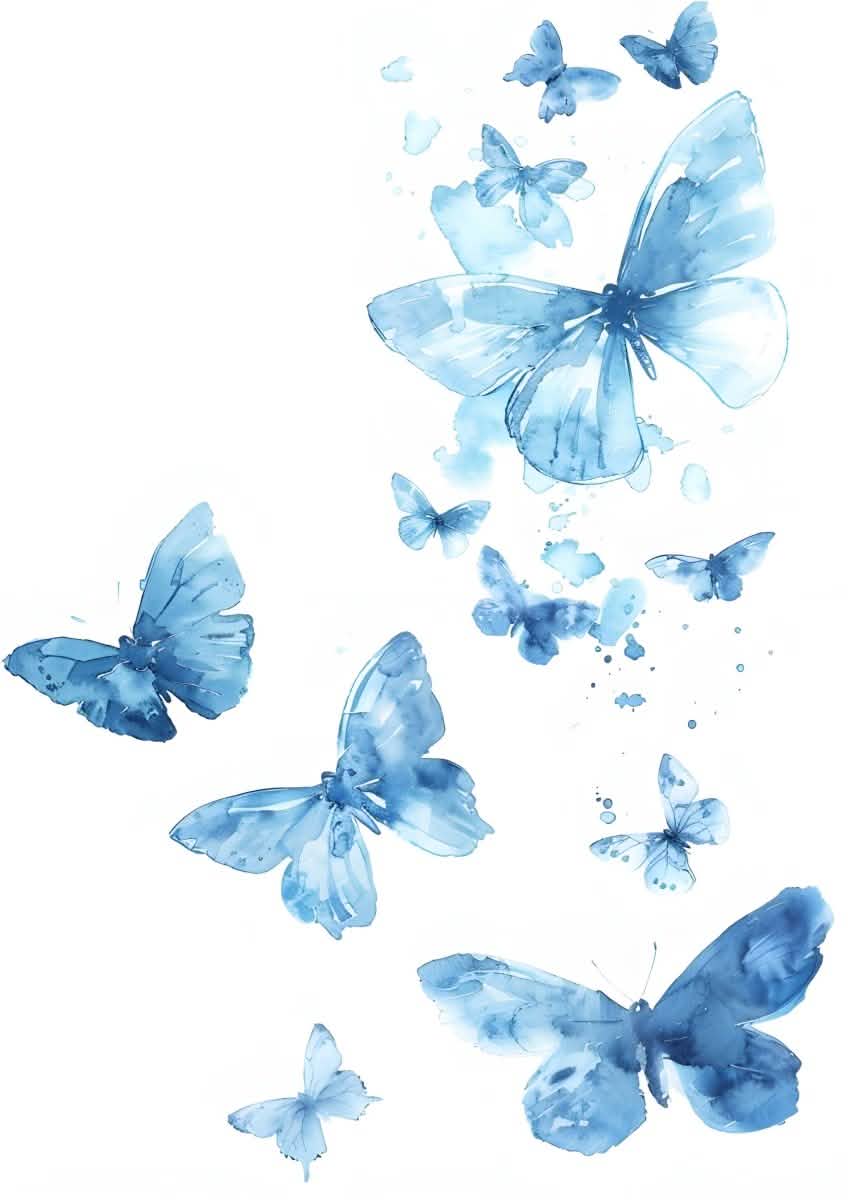 "Blue Breeze Wings" – Watercolor Butterfly Elegance | Wall Art Print | 6 Design Options - 20x30 cm / 8x12" - Design Option 3 - Canvas