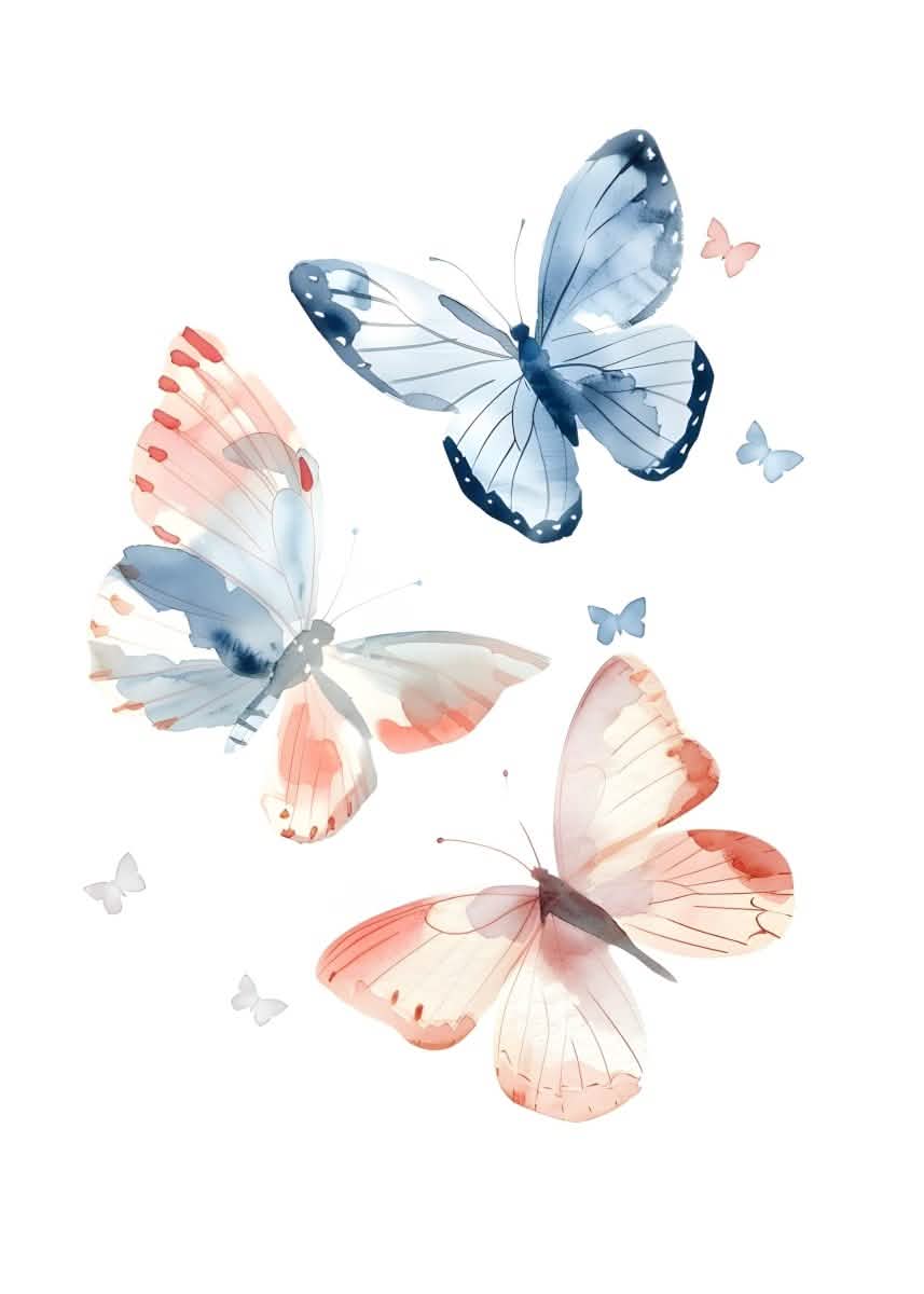 "Blue Breeze Wings" – Watercolor Butterfly Elegance | Wall Art Print | 6 Design Options - 20x30 cm / 8x12" - Design Option 5 - Canvas