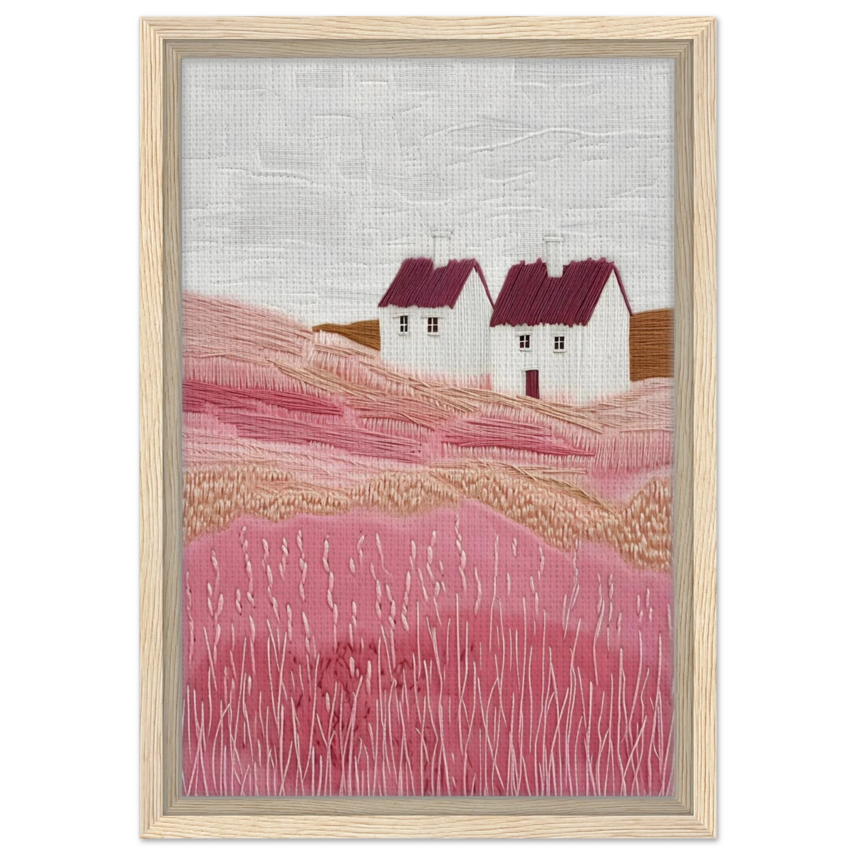 Blush Fields – Whimsical Countryside Charm - Framed Canvas - 30x45 cm / 12x18″ - Wood frame