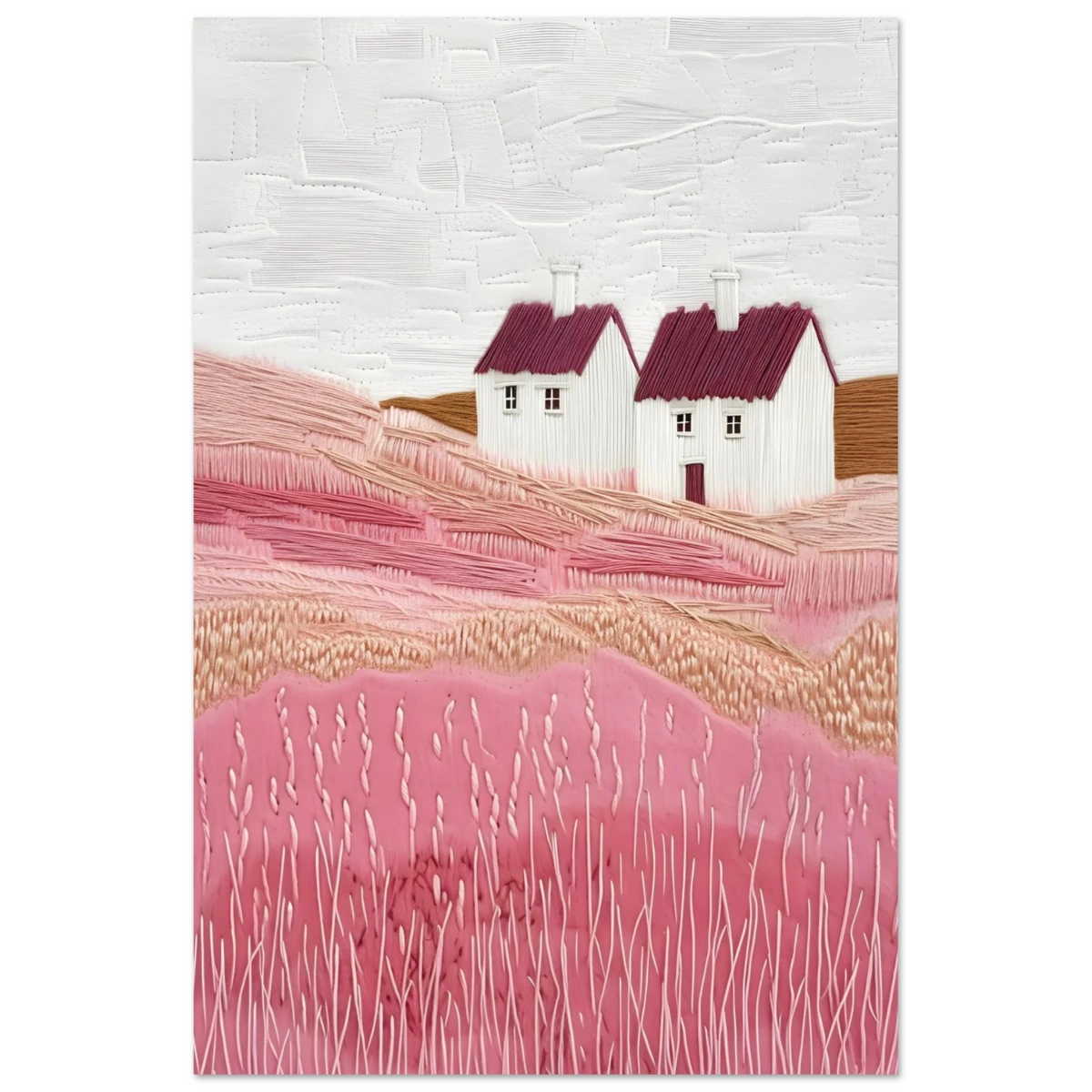 Blush Fields – Whimsical Countryside Charm - Fine Art Poster - 60x90 cm / 24x36″ -