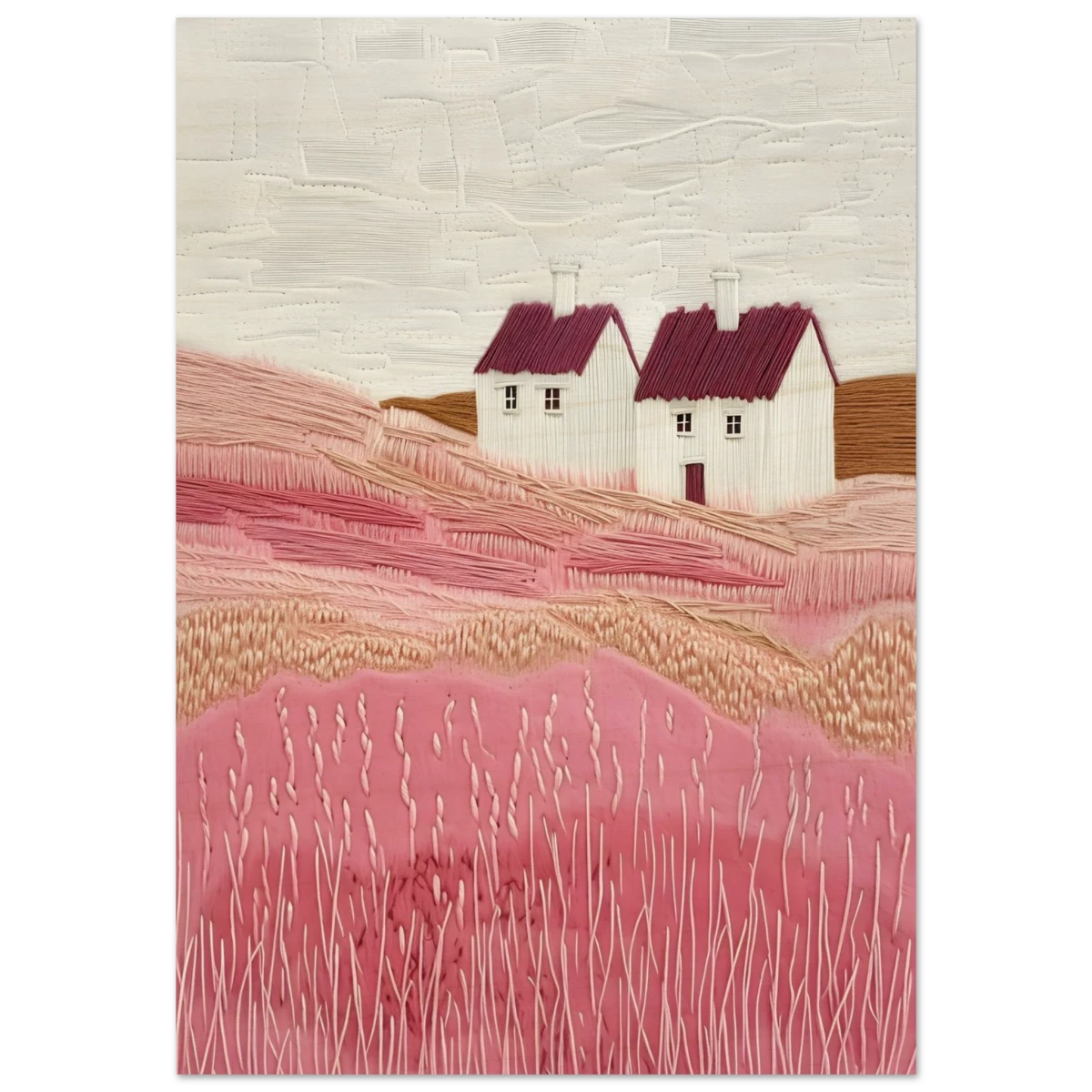Blush Fields – Whimsical Countryside Charm - Wood Prints - 70x100 cm / 28x40″ -