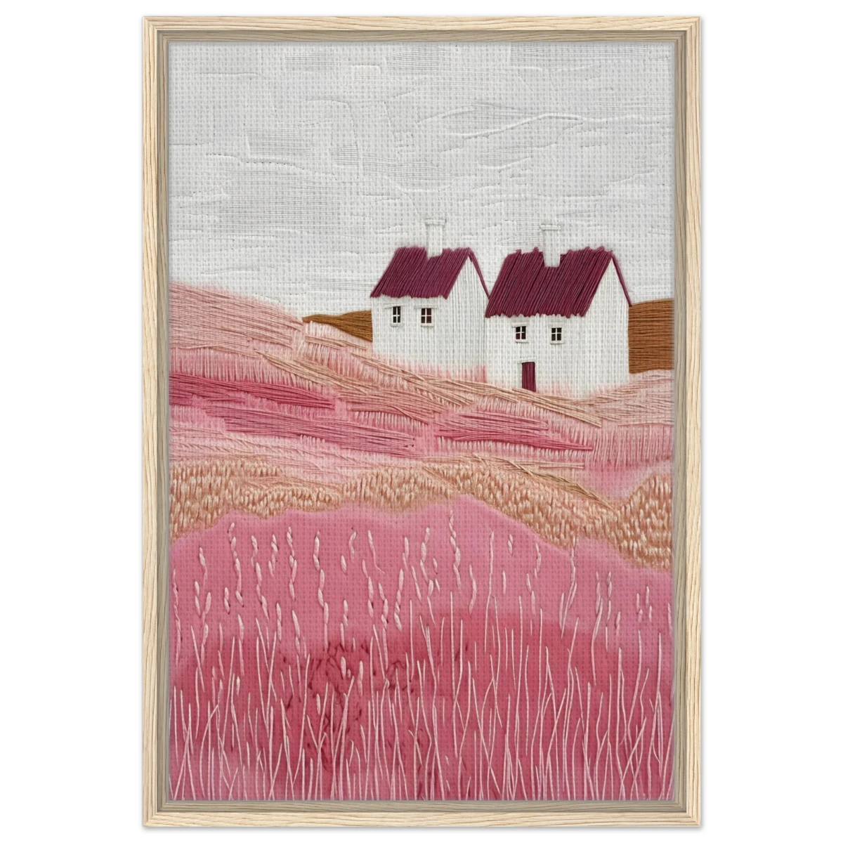 Blush Fields – Whimsical Countryside Charm - Framed Canvas - 50x75 cm / 20x30″ - Wood frame
