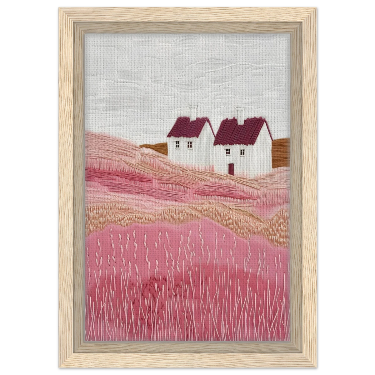 Blush Fields – Whimsical Countryside Charm - Framed Canvas - 20x30 cm / 8x12″ - Wood frame