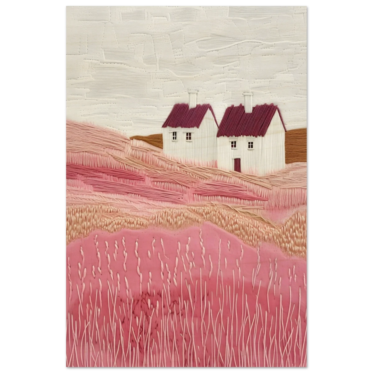 Blush Fields – Whimsical Countryside Charm - Wood Prints - 60x90 cm / 24x36″ -
