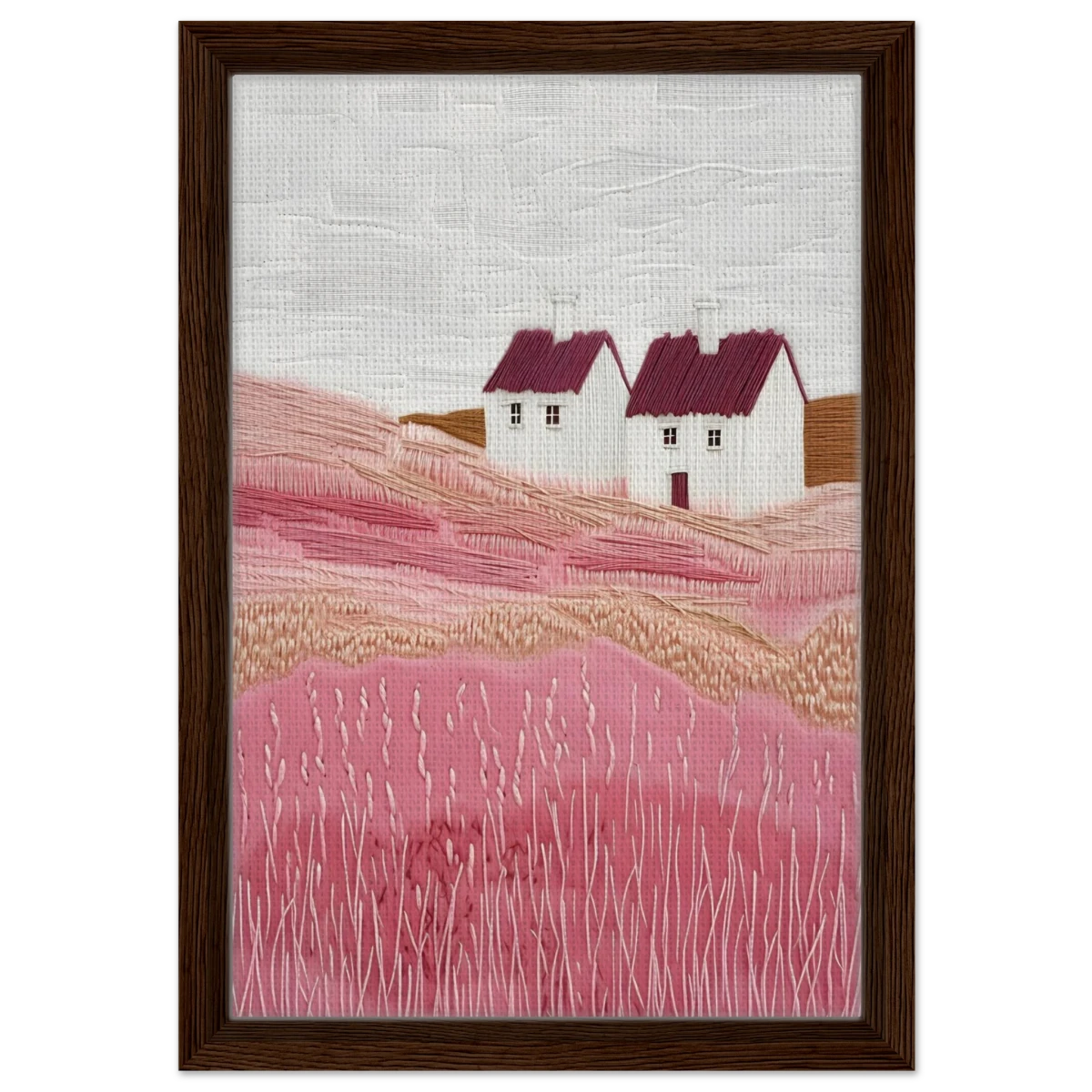 Blush Fields – Whimsical Countryside Charm - Framed Canvas - 30x45 cm / 12x18″ - Dark wood frame