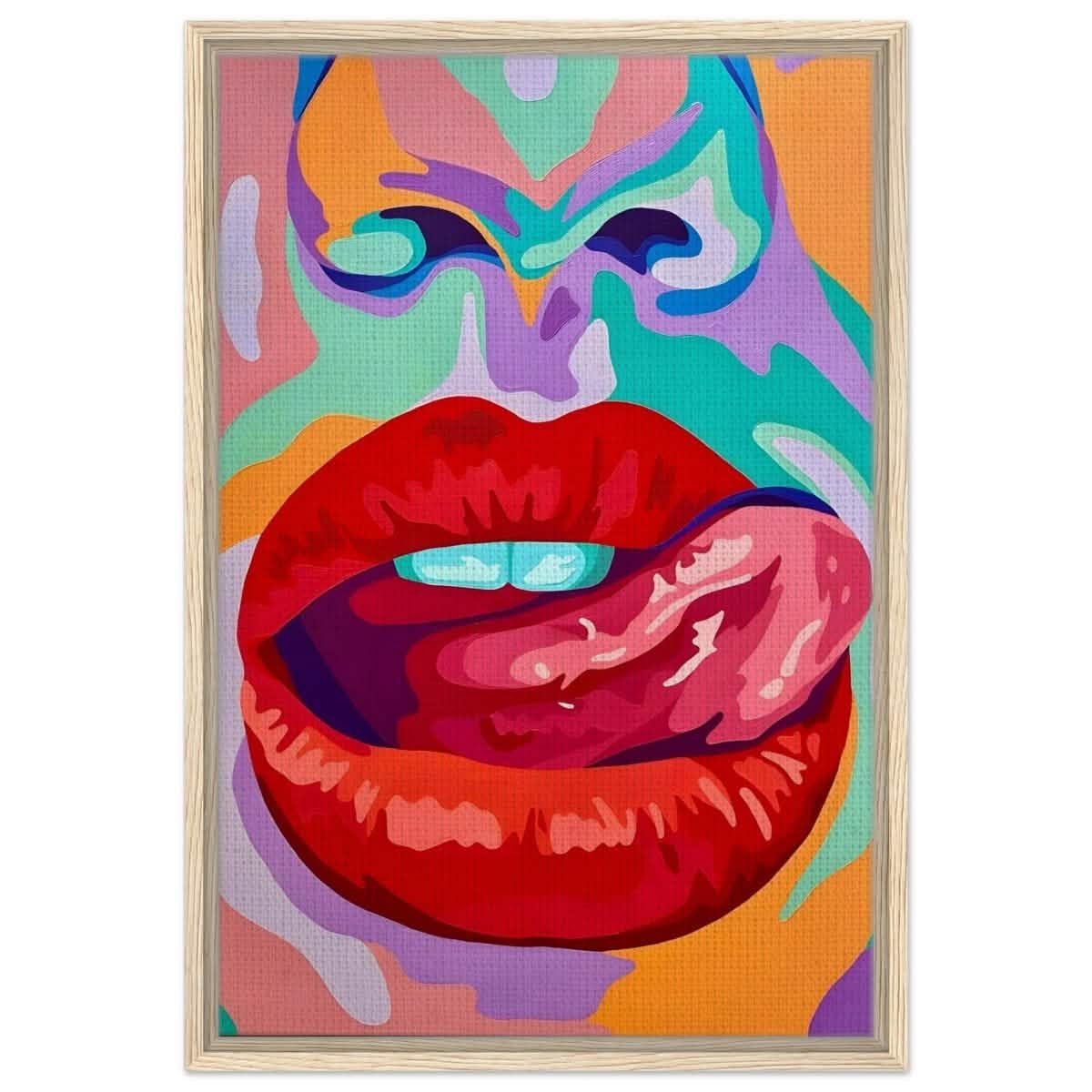 Bold Temptation | Pop Art, Abstract Expressionism Wall art Print - 50x75 cm / 20x30″ - Framed Canvas - Wood frame