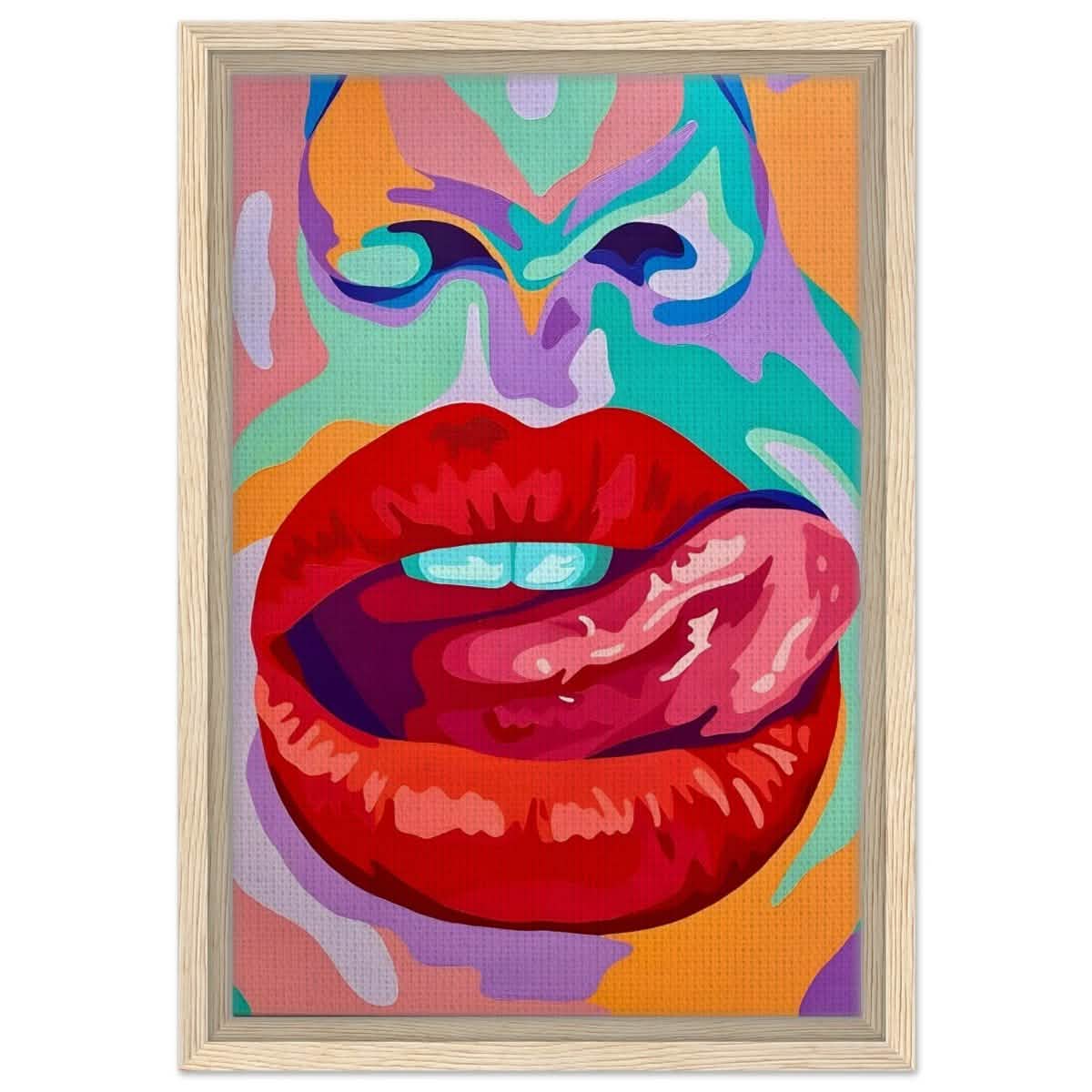 Bold Temptation | Pop Art, Abstract Expressionism Wall art Print - 30x45 cm / 12x18″ - Framed Canvas - Wood frame