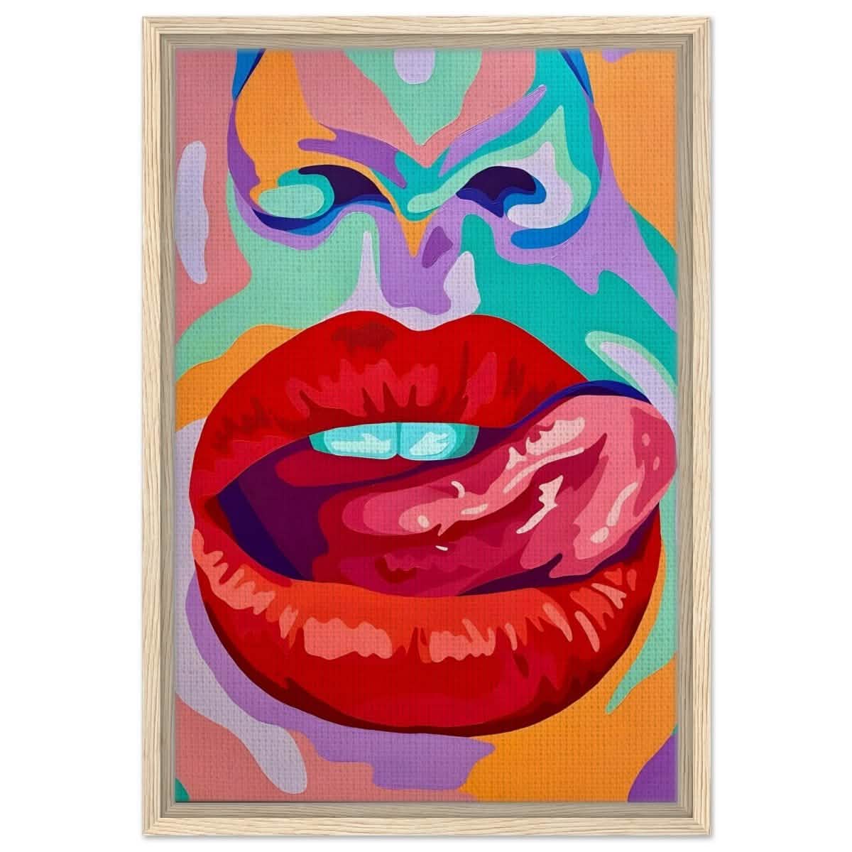 Bold Temptation | Pop Art, Abstract Expressionism Wall art Print - 40x60 cm / 16x24″ - Framed Canvas - Wood frame