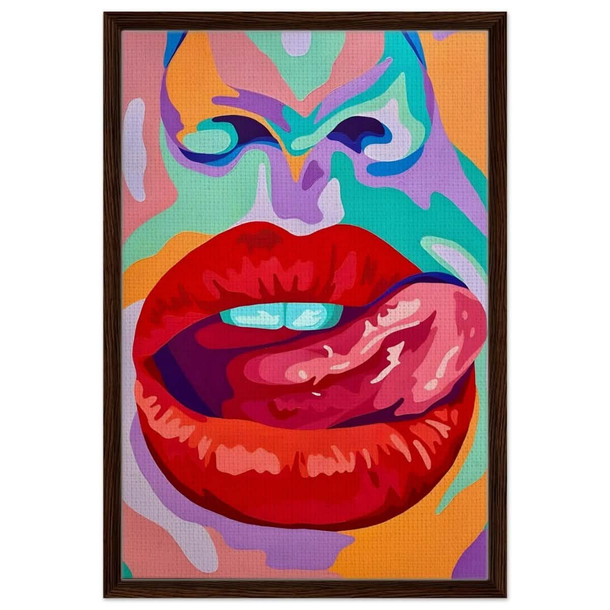 Bold Temptation | Pop Art, Abstract Expressionism Wall art Print - 50x75 cm / 20x30″ - Framed Canvas - Dark wood frame