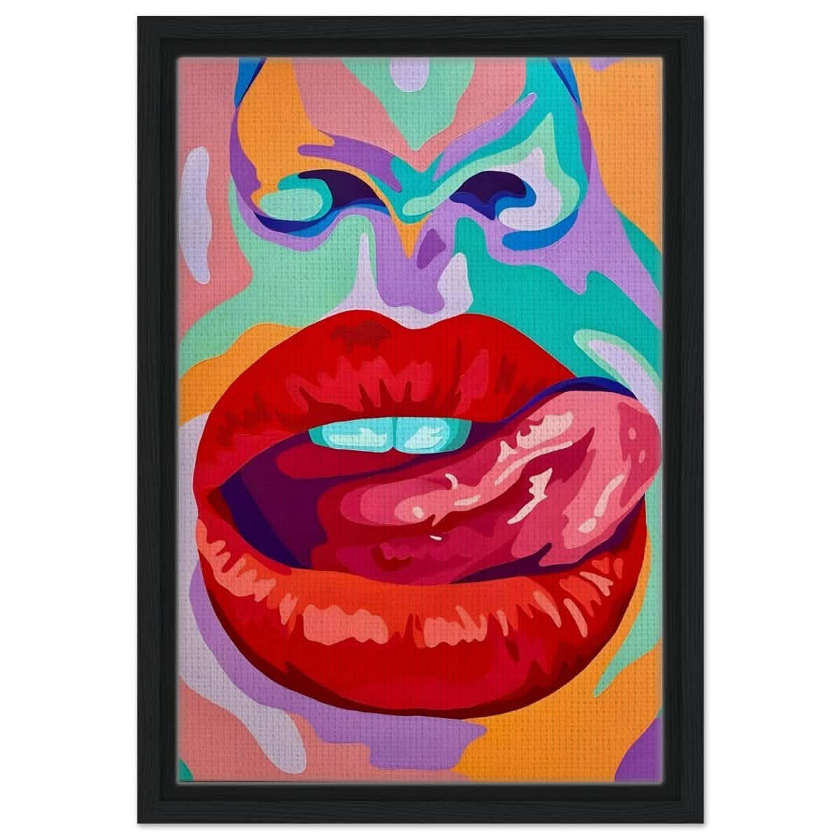 Bold Temptation | Pop Art, Abstract Expressionism Wall art Print - 30x45 cm / 12x18″ - Framed Canvas - Black frame