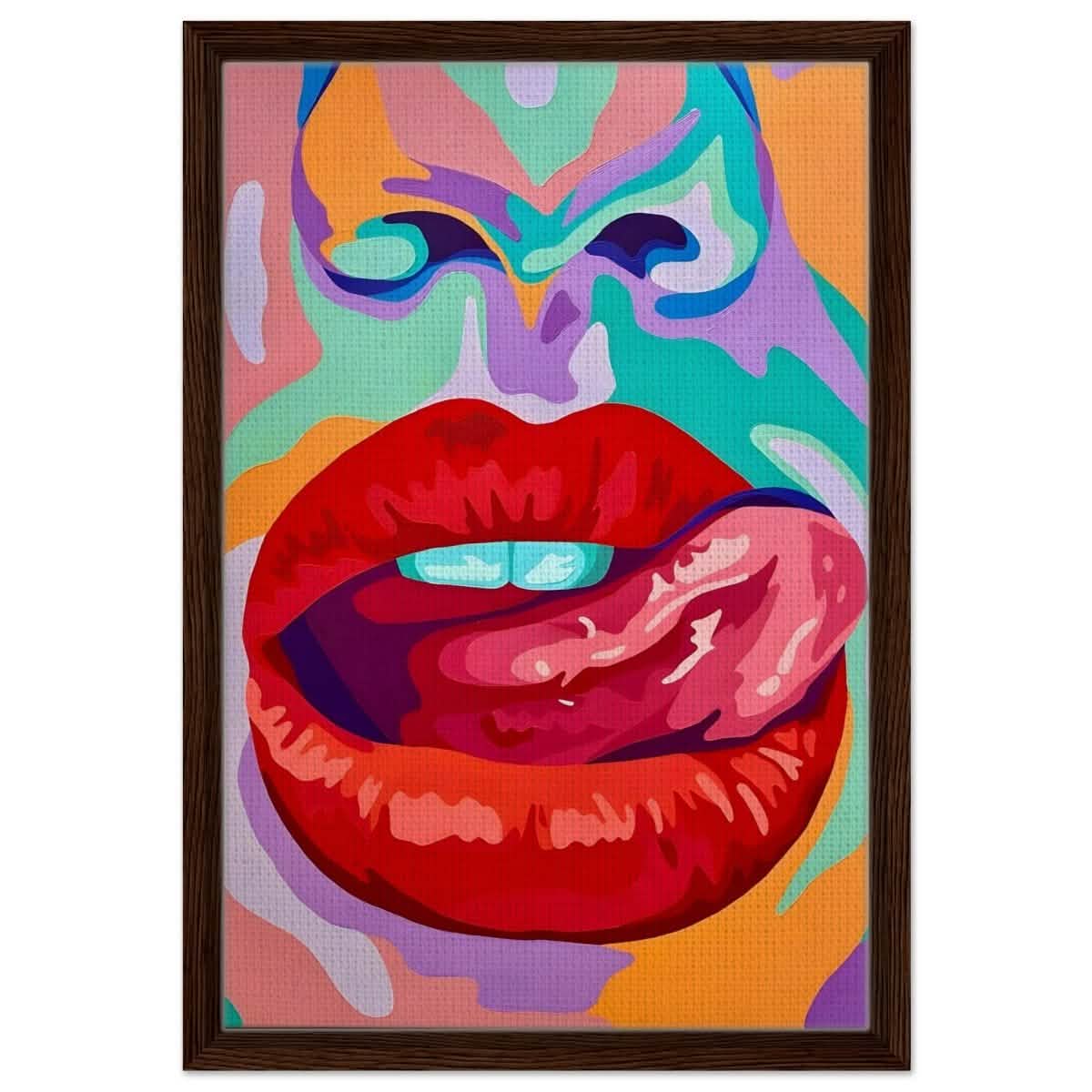 Bold Temptation | Pop Art, Abstract Expressionism Wall art Print - 40x60 cm / 16x24″ - Framed Canvas - Dark wood frame