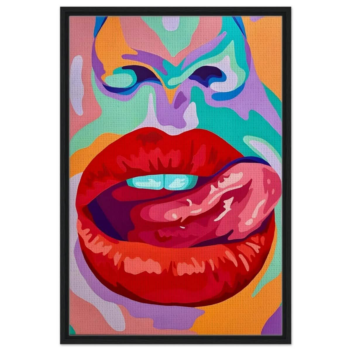 Bold Temptation | Pop Art, Abstract Expressionism Wall art Print - 60x90 cm / 24x36″ - Framed Canvas - Black frame