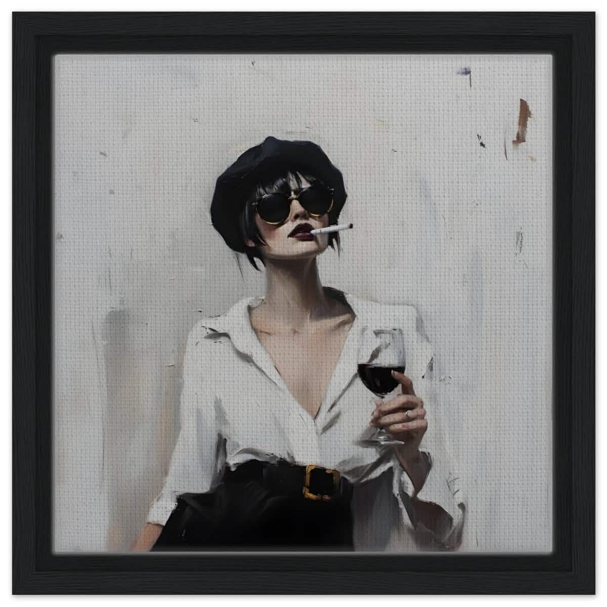 Bold & Unapologetic | Contemporary Figurative Painting Art Print - Framed Canvas - 30x30 cm / 12x12″ - Black frame