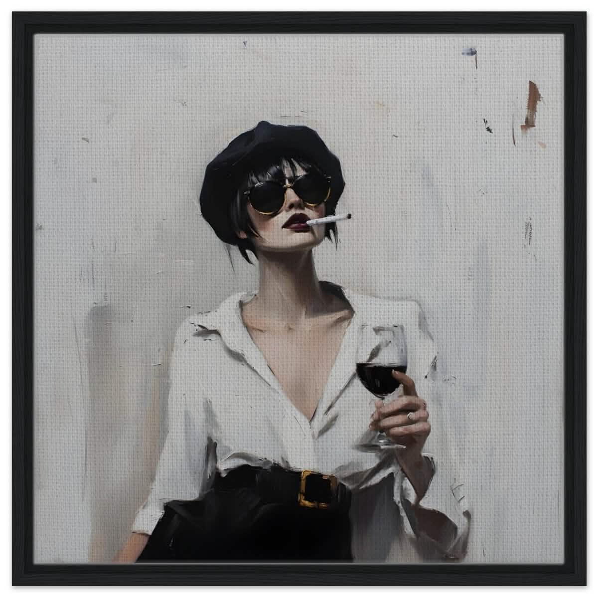 Bold & Unapologetic | Contemporary Figurative Painting Art Print - Framed Canvas - 60x60 cm / 24x24″ - Black frame