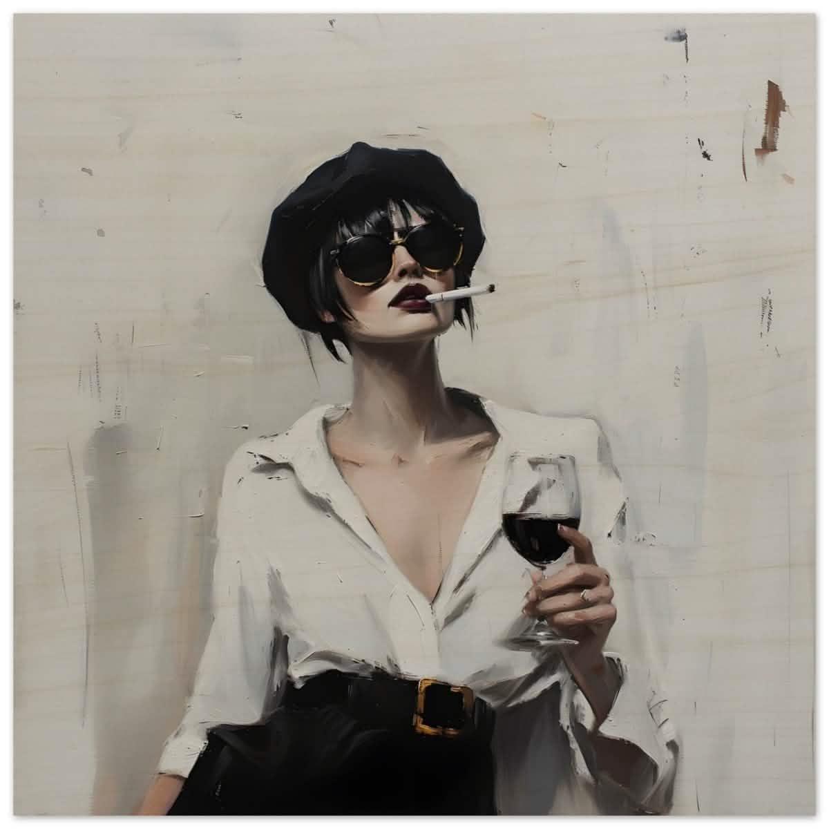 Bold & Unapologetic | Contemporary Figurative Painting Art Print - Wood Prints - 50x50 cm / 20x20″ -