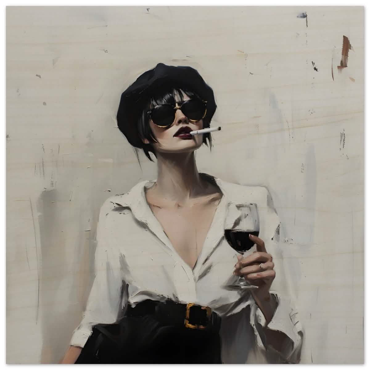 Bold & Unapologetic | Contemporary Figurative Painting Art Print - Wood Prints - 40x40 cm / 16x16″ -