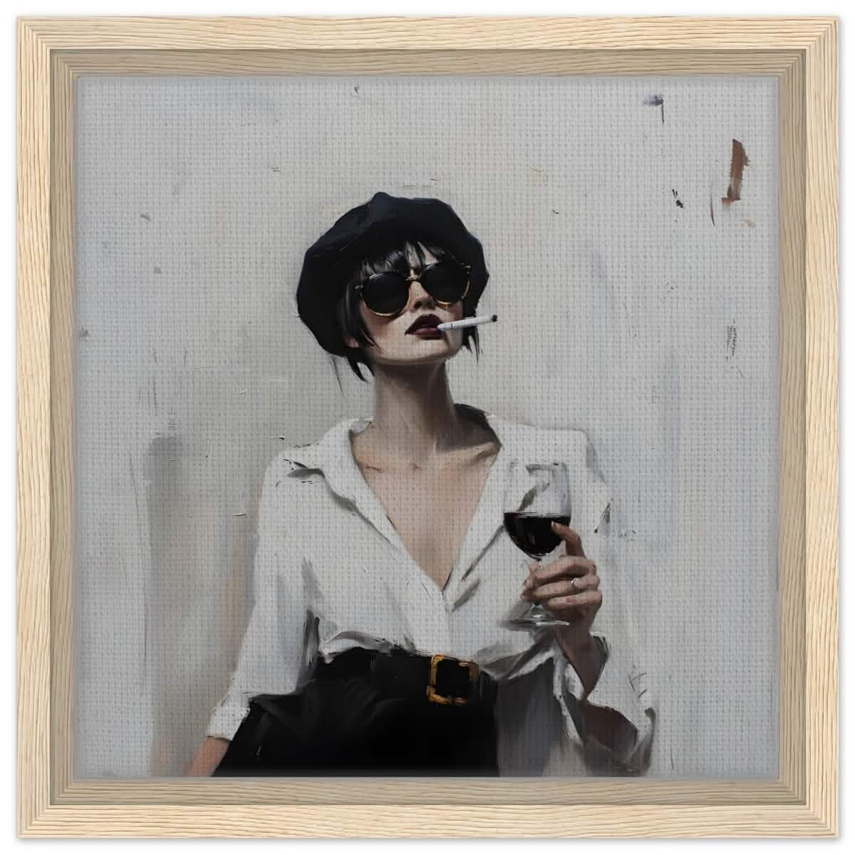 Bold & Unapologetic | Contemporary Figurative Painting Art Print - Framed Canvas - 30x30 cm / 12x12″ - Wood frame