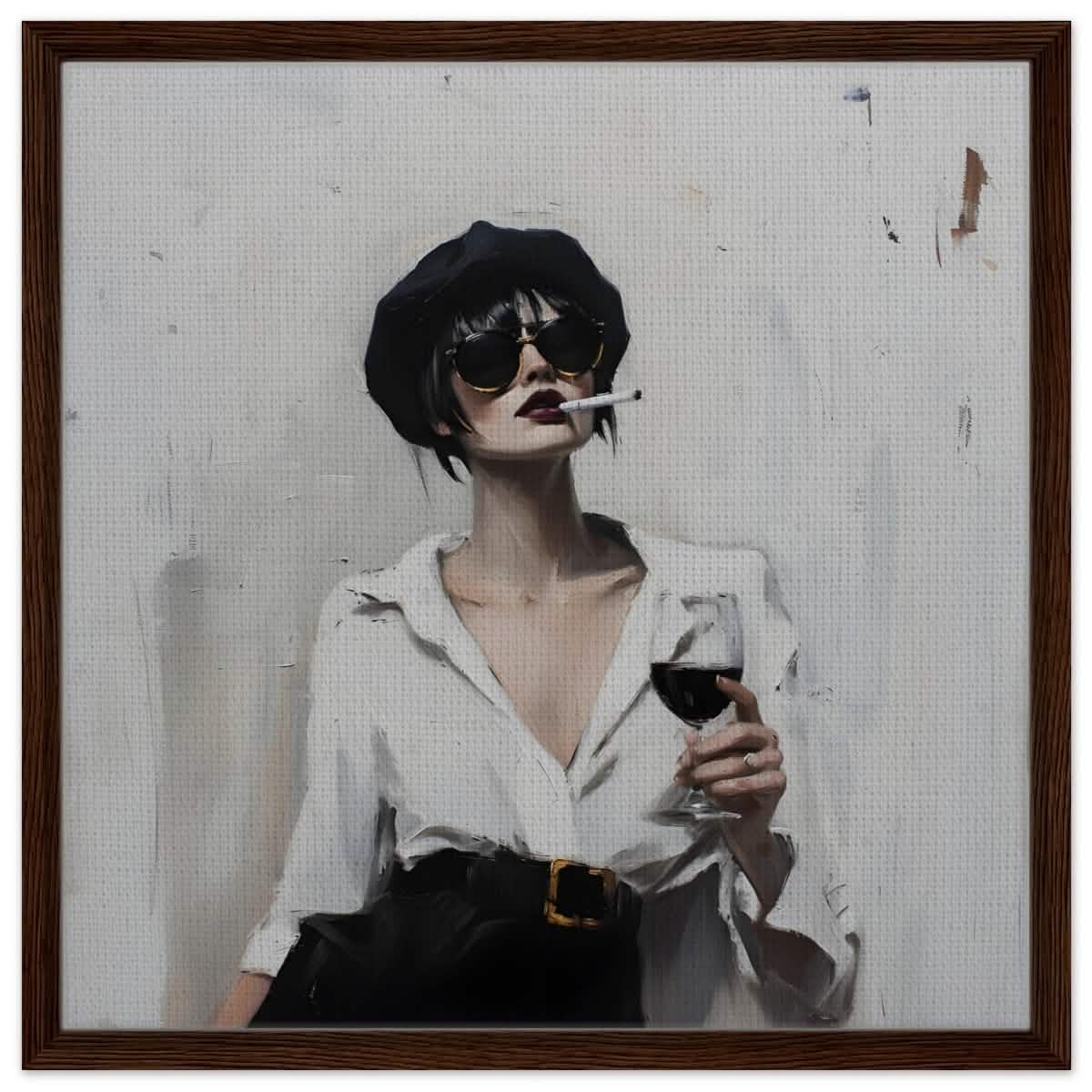 Bold & Unapologetic | Contemporary Figurative Painting Art Print - Framed Canvas - 60x60 cm / 24x24″ - Dark wood frame