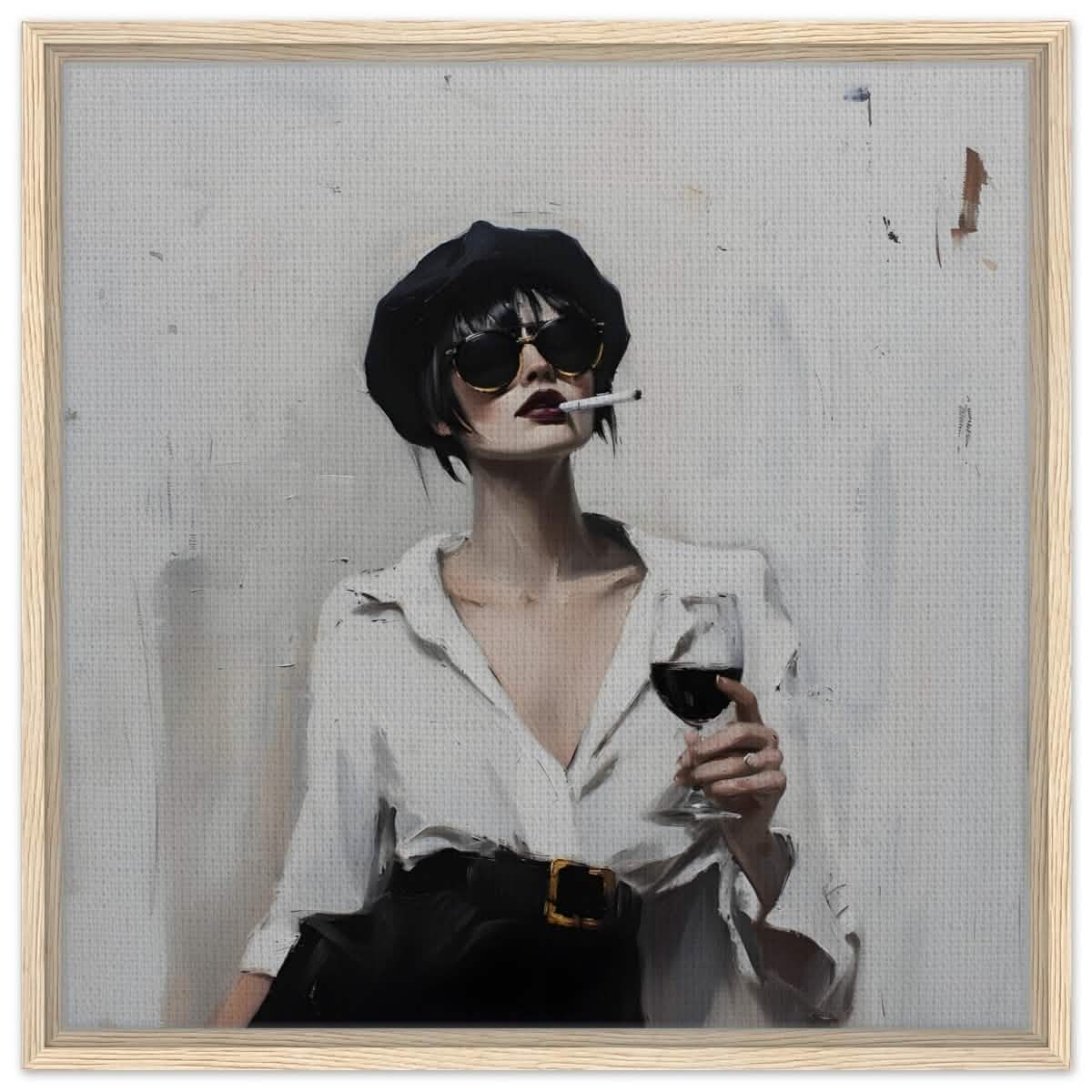 Bold & Unapologetic | Contemporary Figurative Painting Art Print - Framed Canvas - 60x60 cm / 24x24″ - Wood frame
