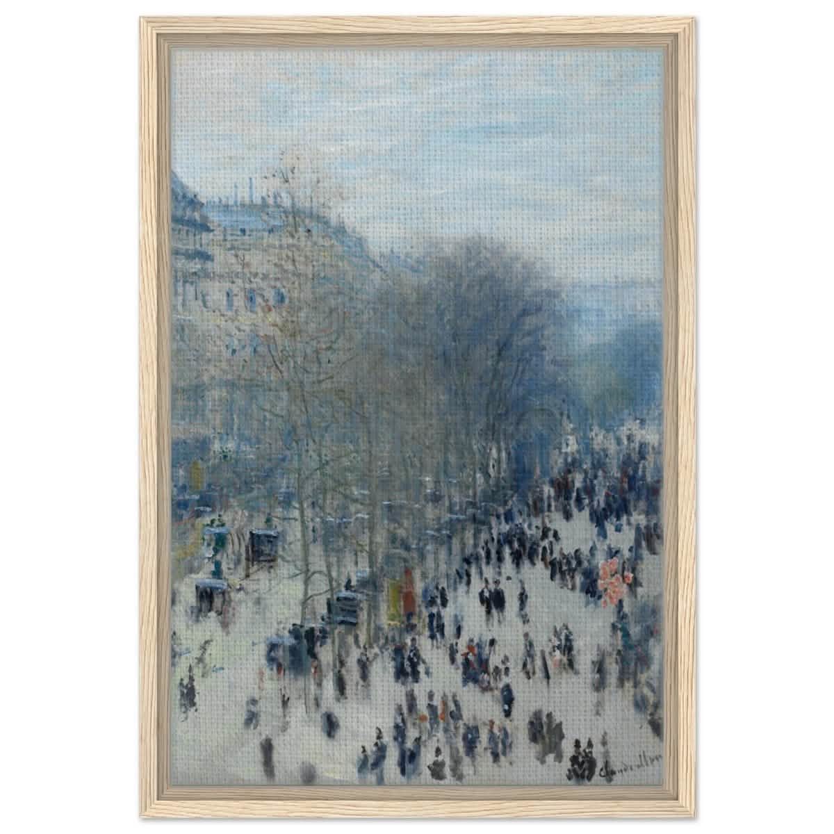 Boulevard des Capucines by Claude Monet | Vintage Wall art Print - Framed Canvas - 40x60 cm / 16x24″ - Wood frame