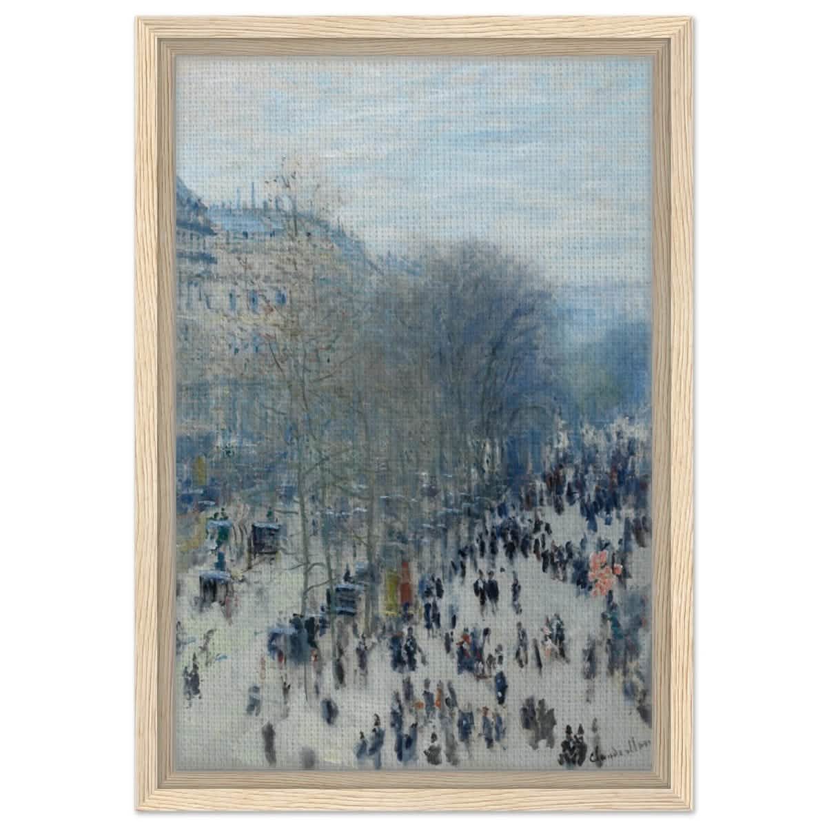 Boulevard des Capucines by Claude Monet | Vintage Wall art Print - Framed Canvas - 30x45 cm / 12x18″ - Wood frame