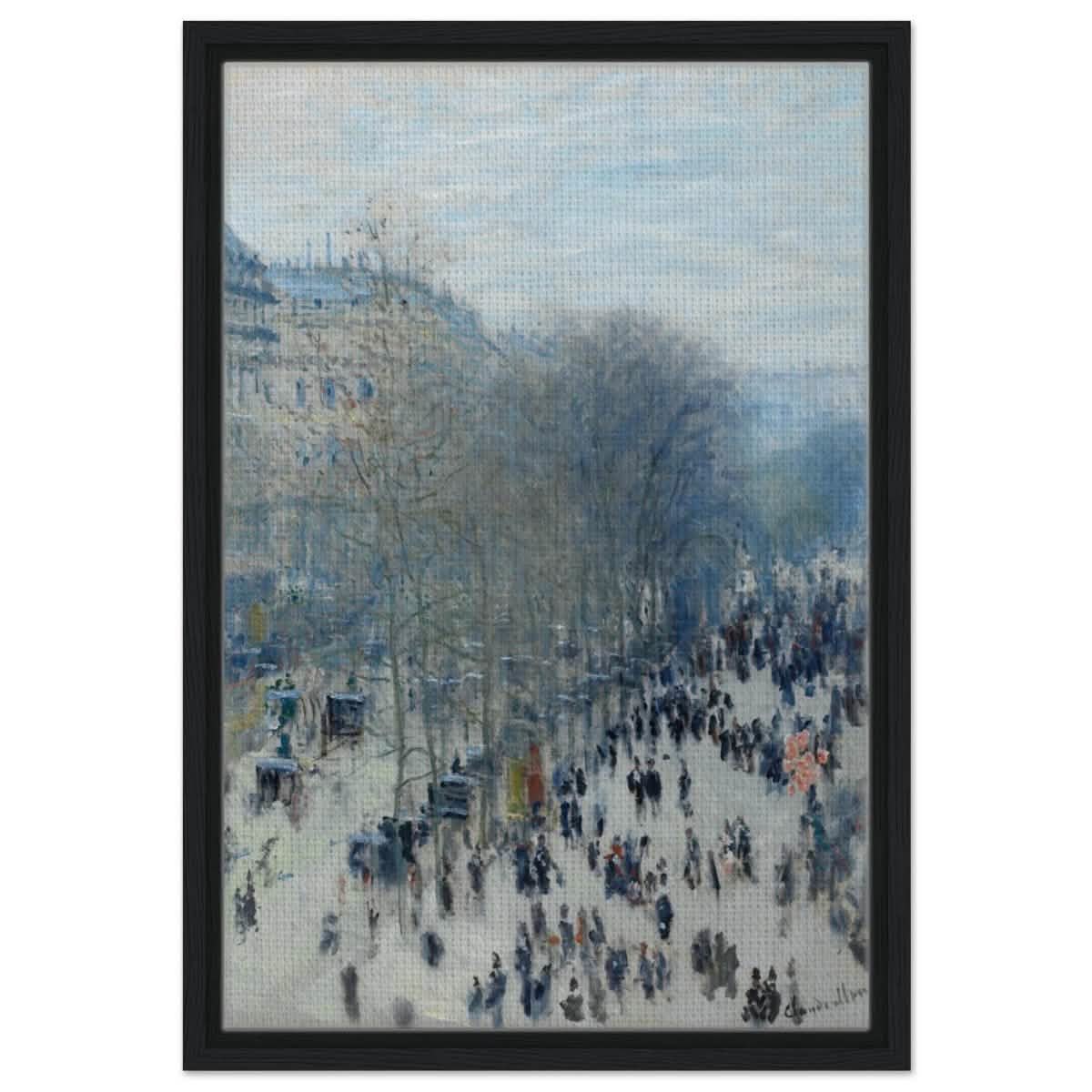 Boulevard des Capucines by Claude Monet | Vintage Wall art Print - Framed Canvas - 40x60 cm / 16x24″ - Black frame