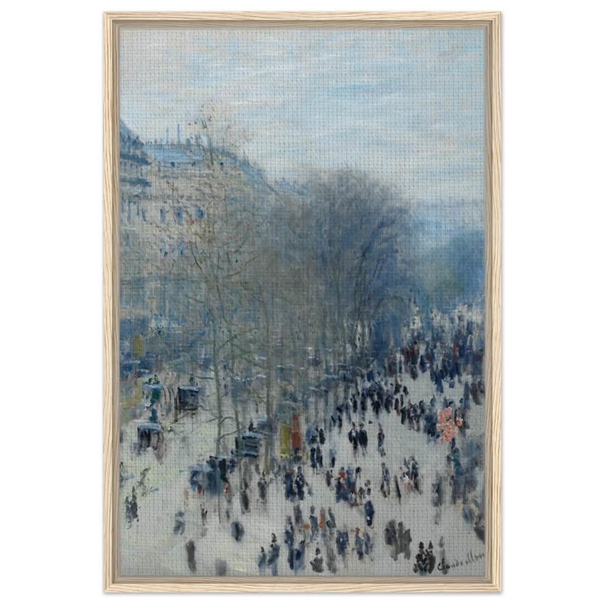 Boulevard des Capucines by Claude Monet | Vintage Wall art Print - Framed Canvas - 60x90 cm / 24x36″ - Wood frame