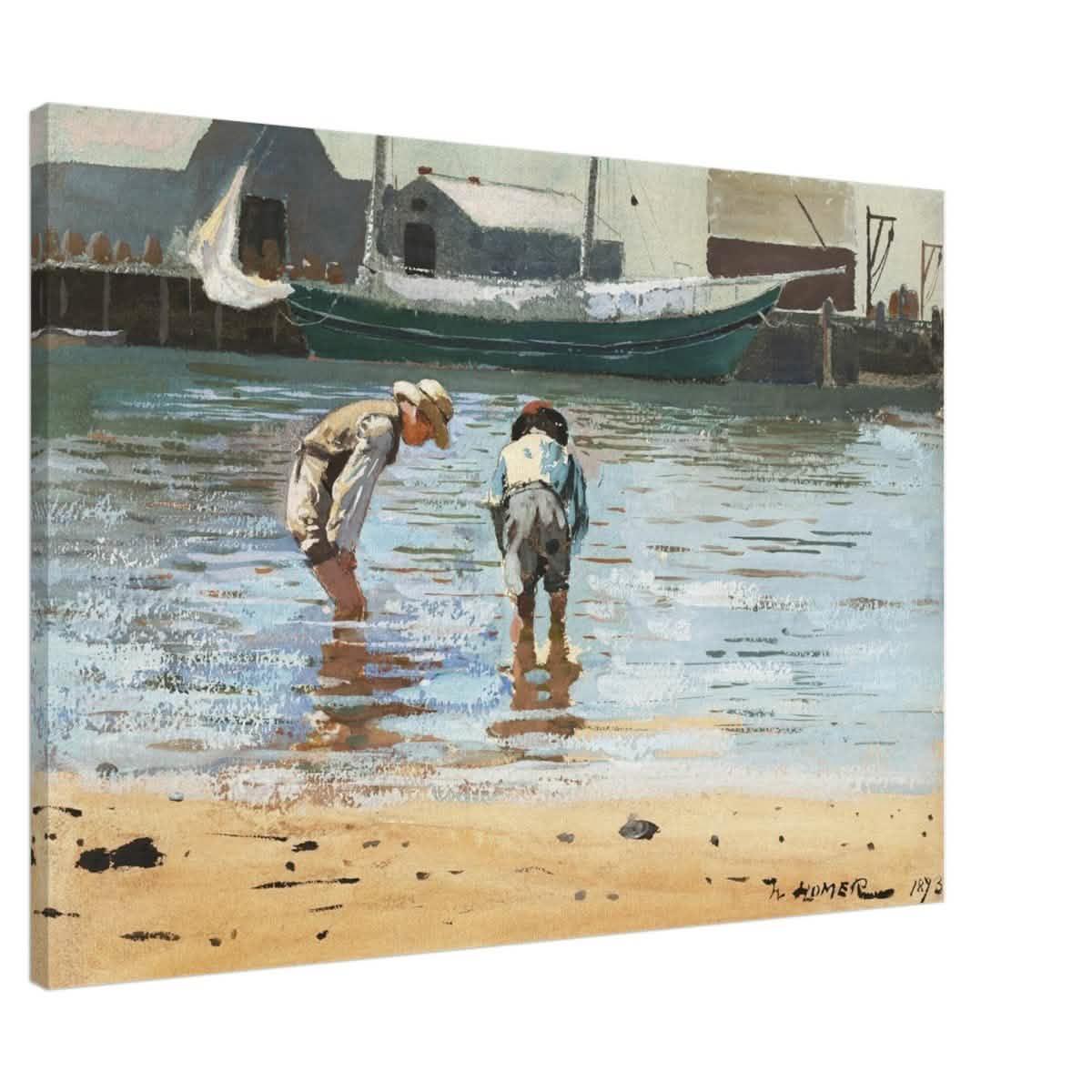 Boys Wading by Winslow Homer | Realism Wall art - Canvas - 70x100 cm / 28x40″ - Slim