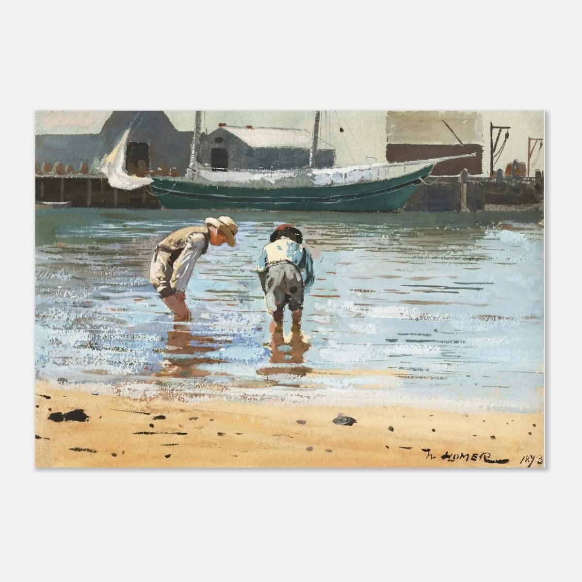 Boys Wading by Winslow Homer | Realism Wall art - Aluminum Print - 70x100 cm / 28x40″ -