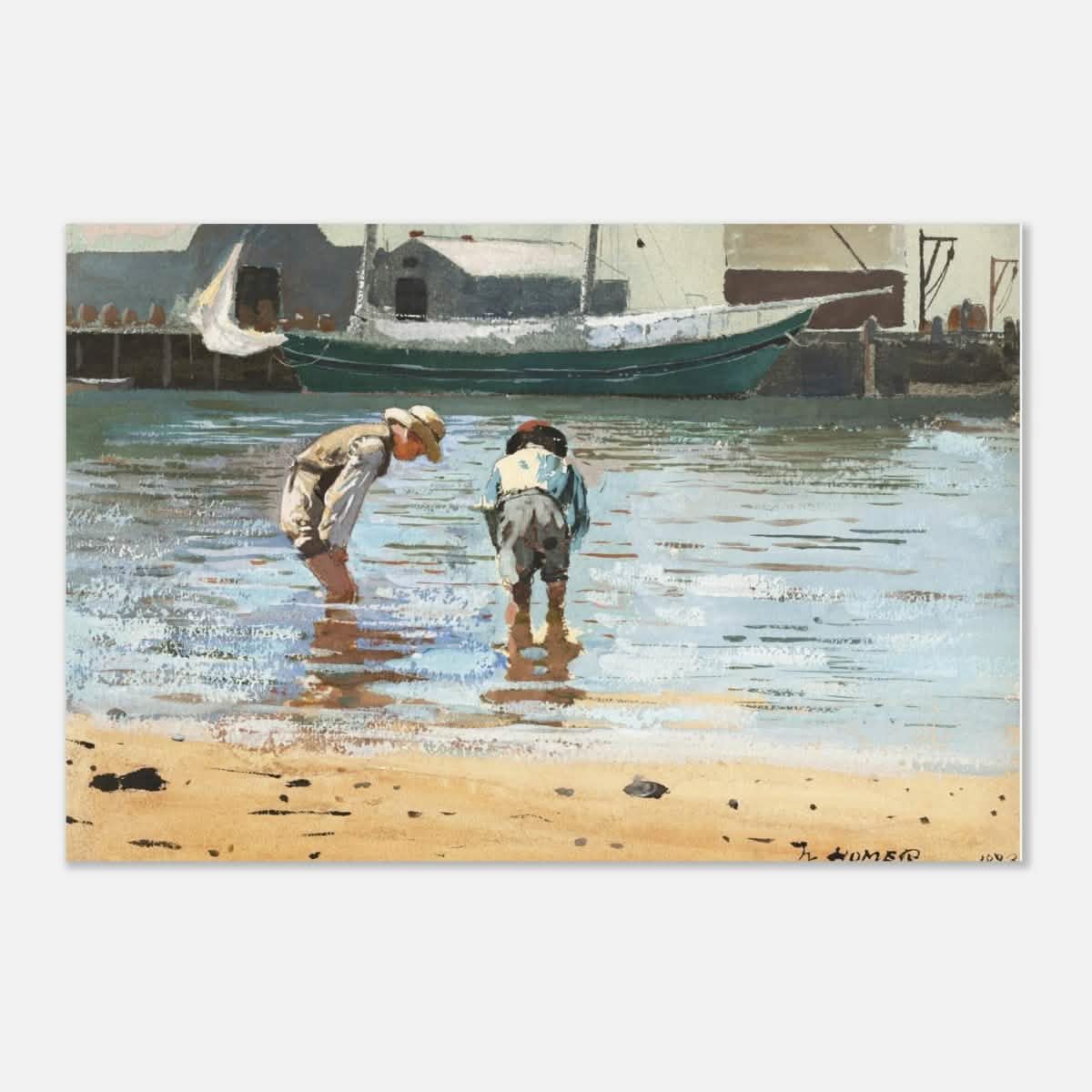 Boys Wading by Winslow Homer | Realism Wall art - Aluminum Print - 60x90 cm / 24x36″ -