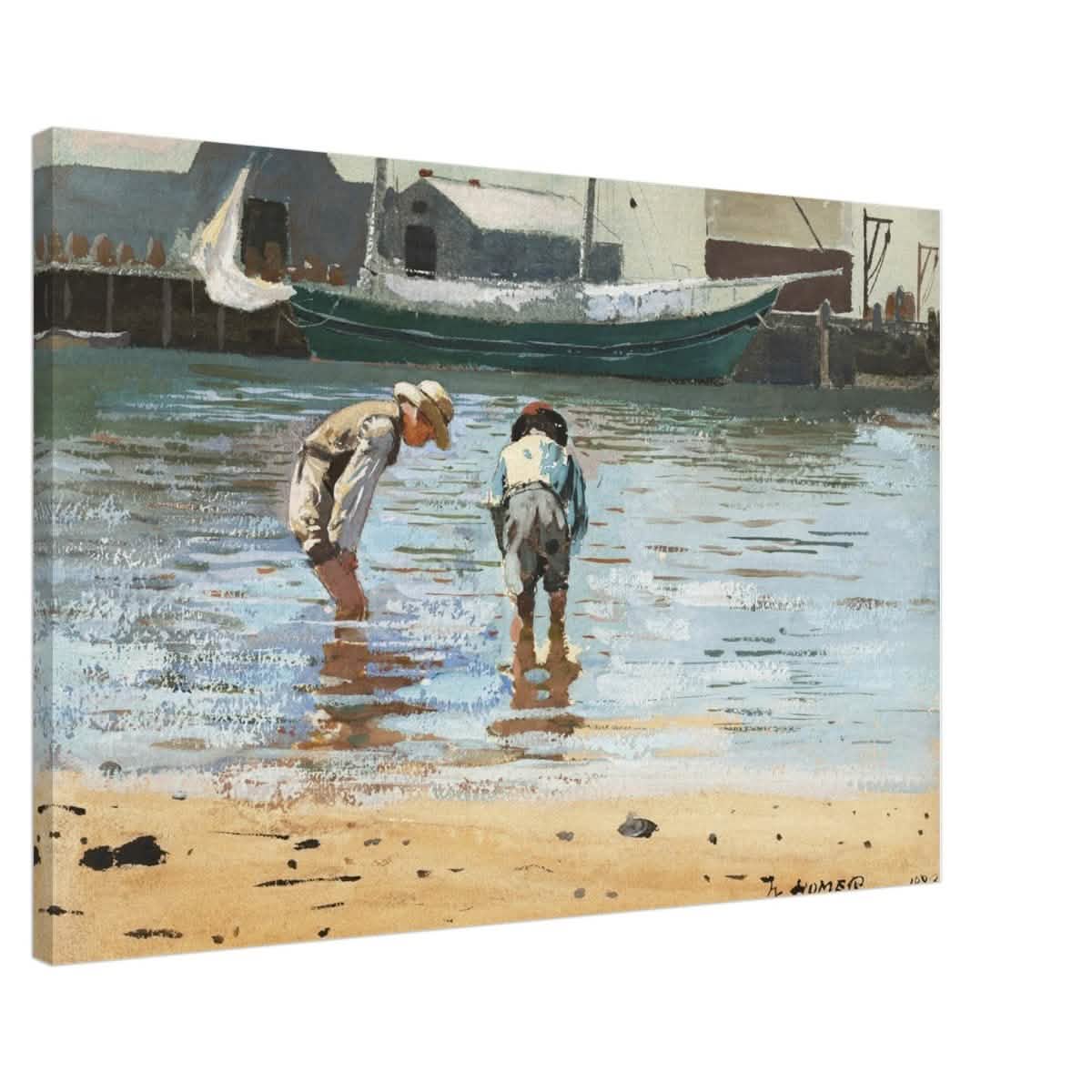 Boys Wading by Winslow Homer | Realism Wall art - Canvas - 60x90 cm / 24x36″ - Slim