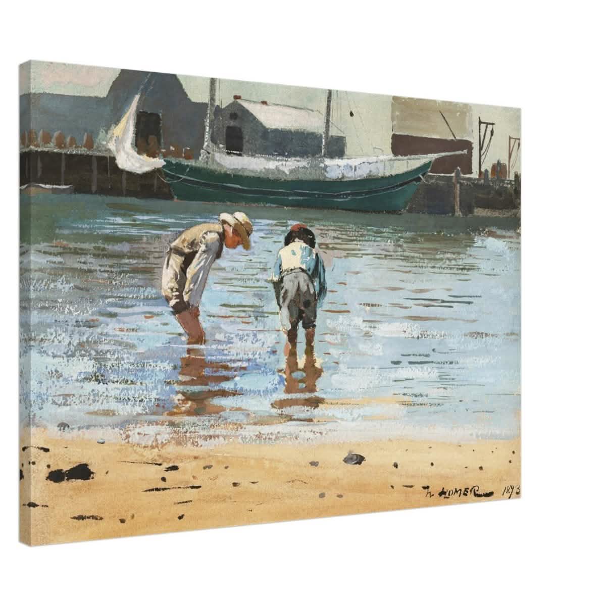 Boys Wading by Winslow Homer | Realism Wall art - Canvas - 70x100 cm / 28x40″ - Thick