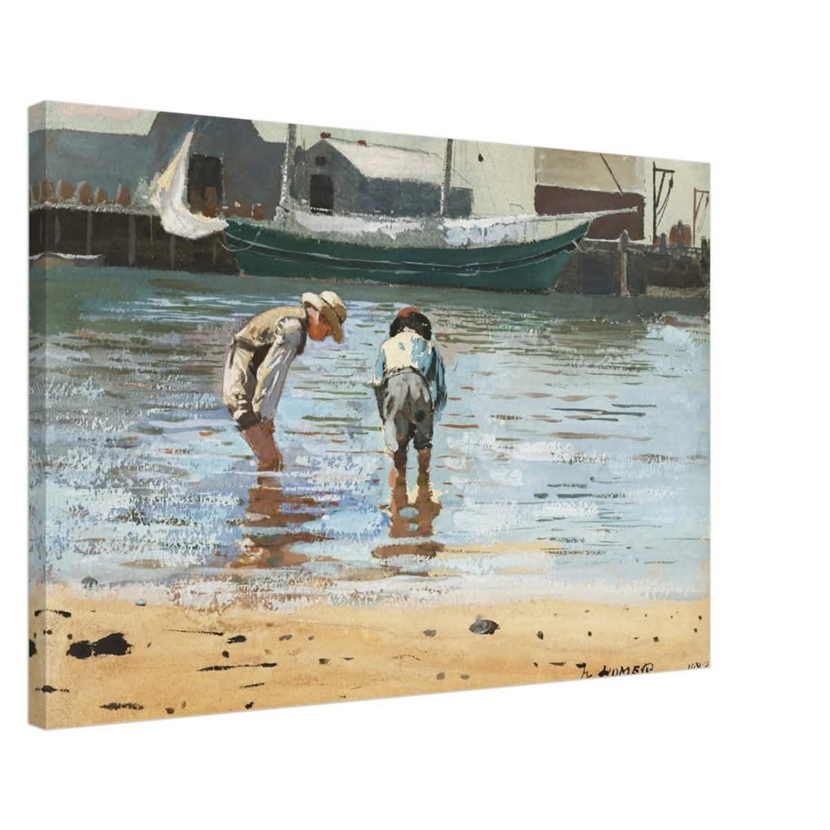 Boys Wading by Winslow Homer | Realism Wall art - Canvas - 60x90 cm / 24x36″ - Thick