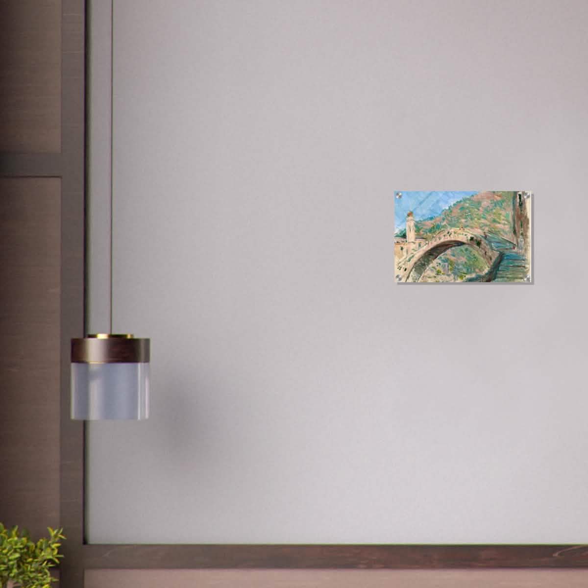 Bridge at dolceacqua by Claude Monet - Acrylic Print - 30x45 cm / 12x18″ -