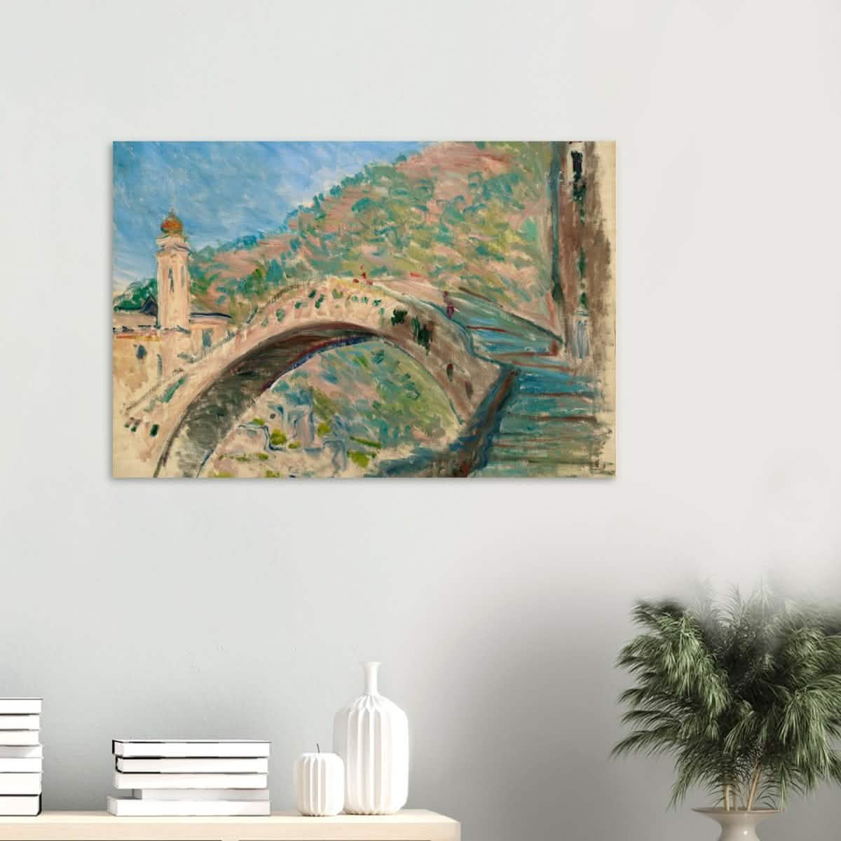 Bridge at dolceacqua by Claude Monet - Wood Prints - 60x90 cm / 24x36″ - 20 mm