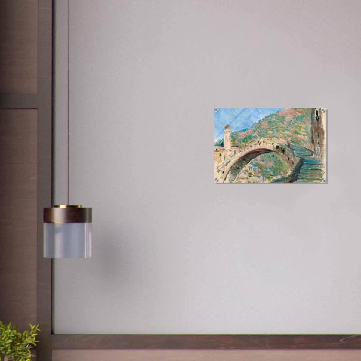Bridge at dolceacqua by Claude Monet - Acrylic Print - 40x60 cm / 16x24″ -